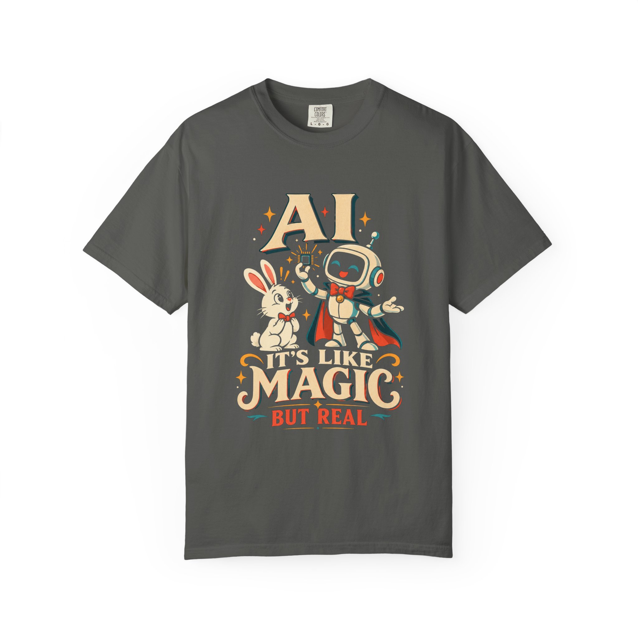 AI Magic Bunny T-shirt in Pepper, front view