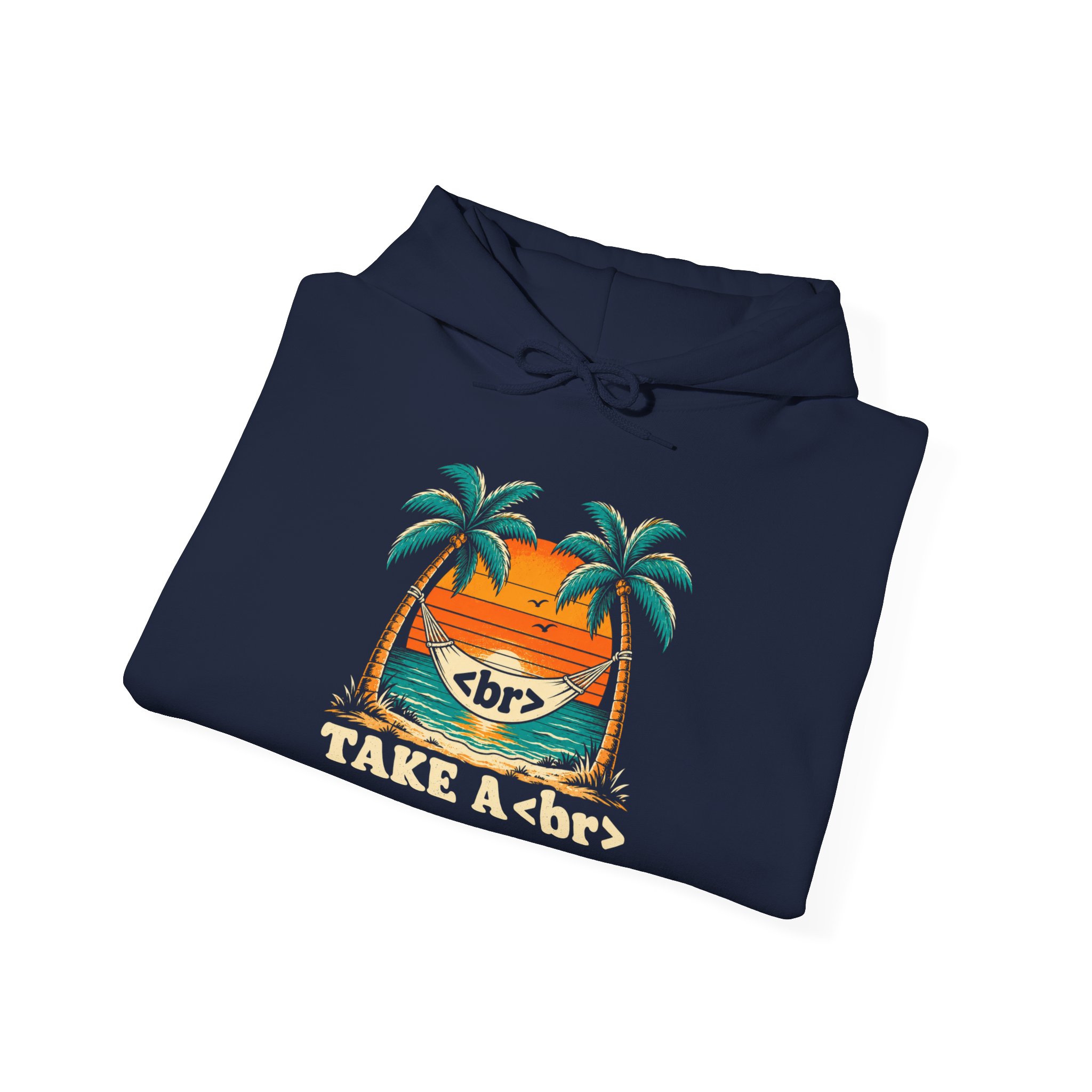 Take a Break Hammock hoodie in Navy, folded