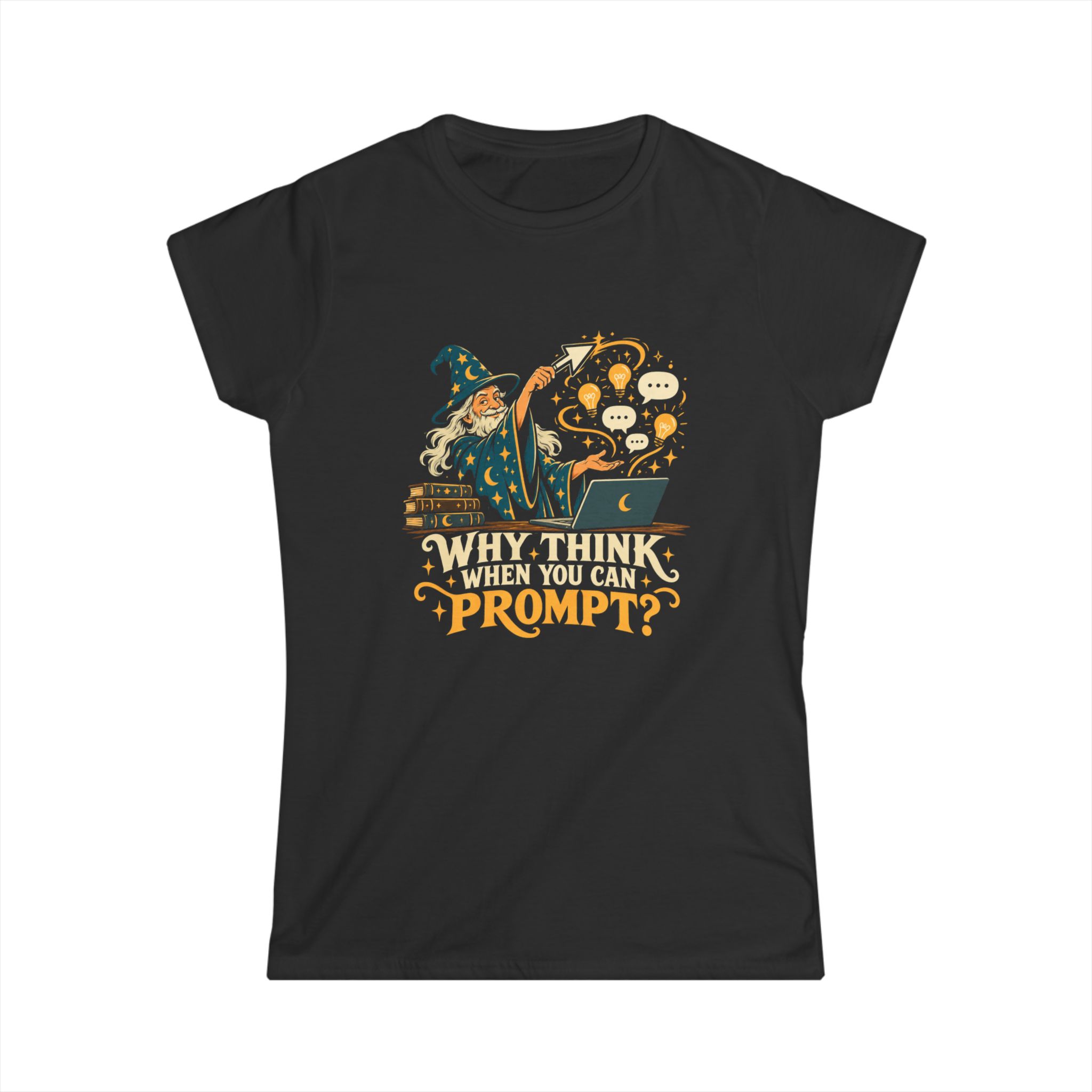 Prompt Wizard women's T-shirt in Black, front view