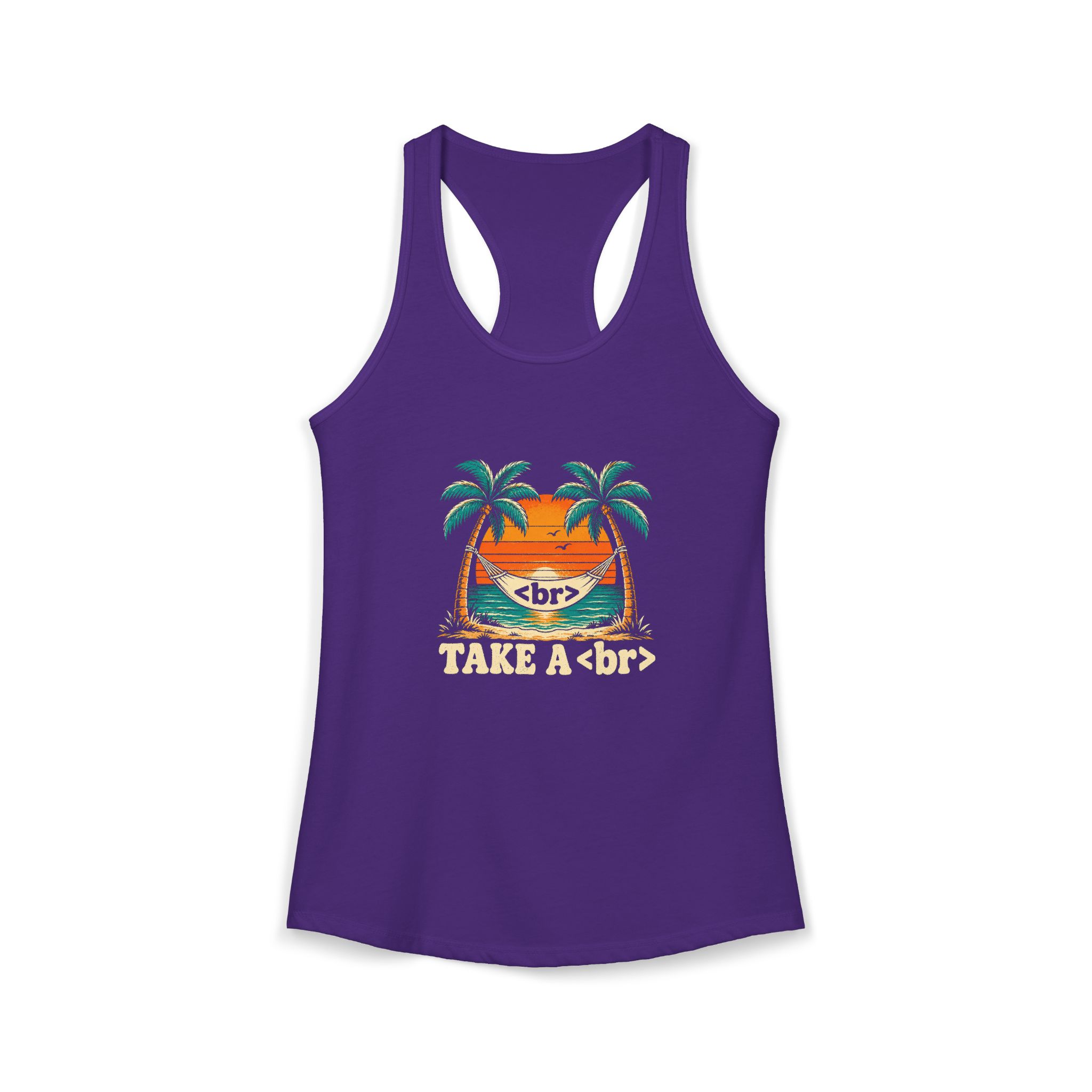 Take a Break Hammock women's racerback tank in Solid Purple Rush, front 2