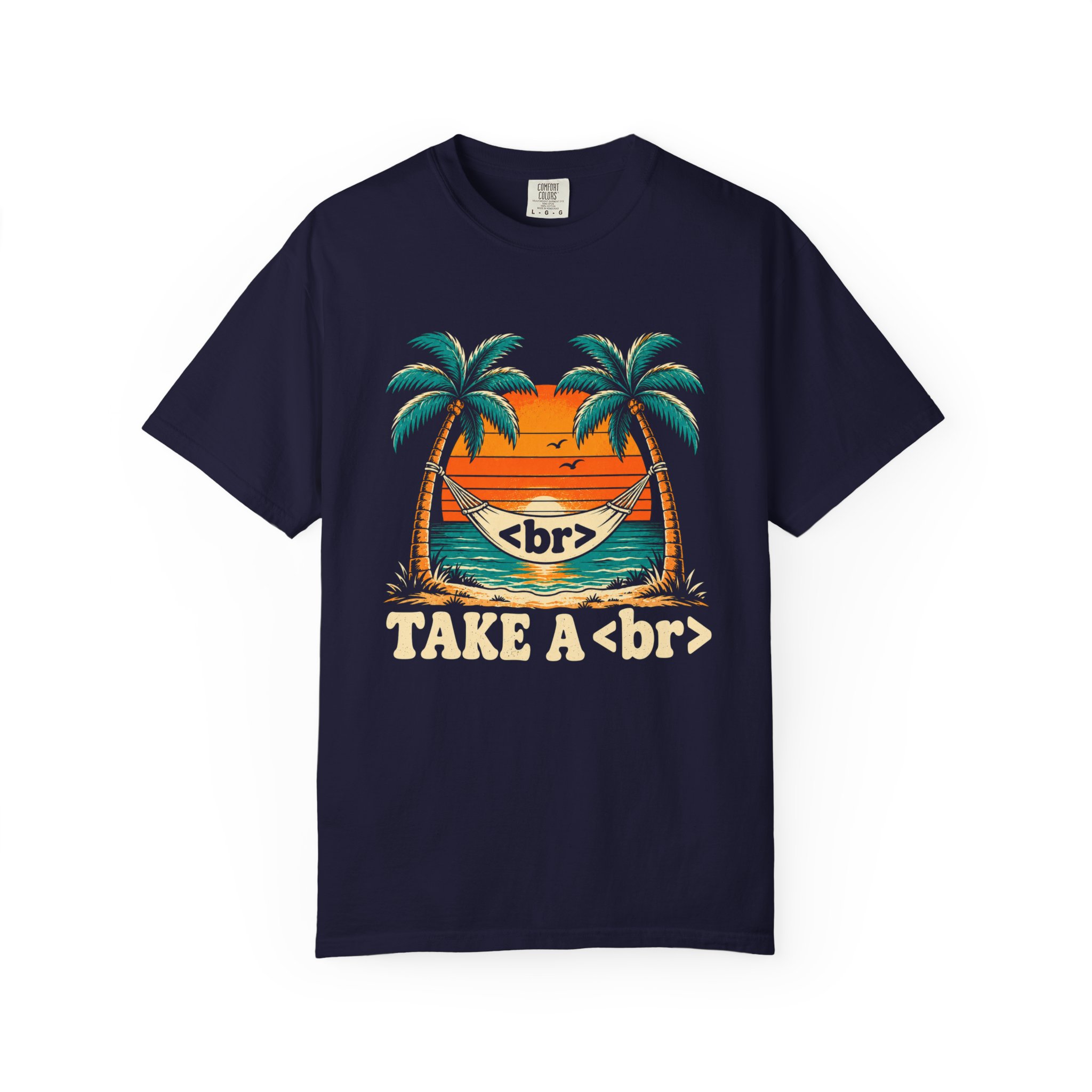 Take a Break Hammock T-shirt in True Navy, front view