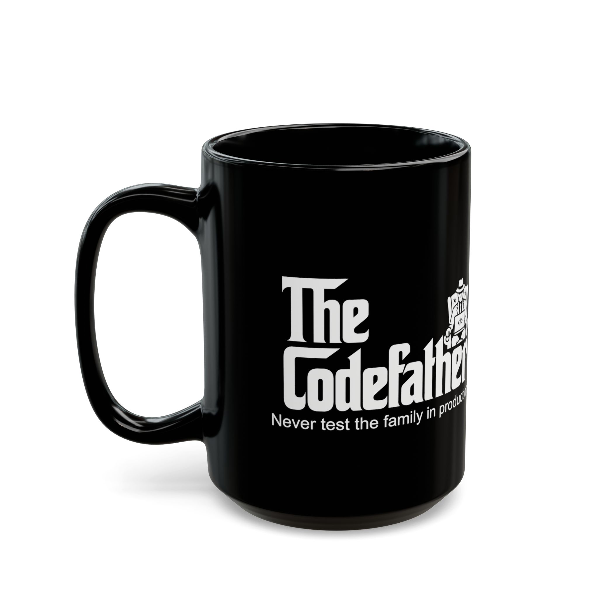 The Codefather black mug, 15 oz, left side