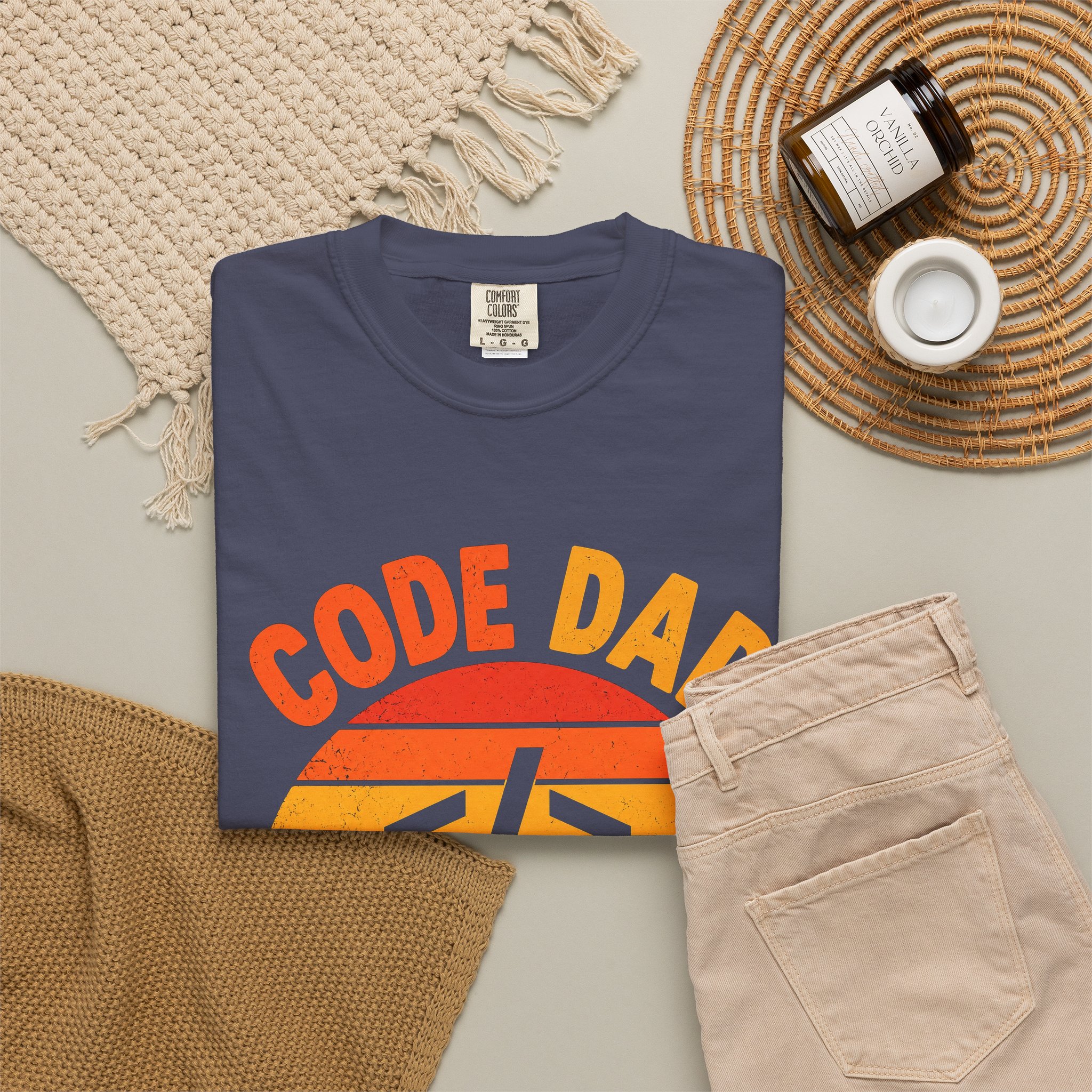Code Dad T-shirt in Denim, folded 2