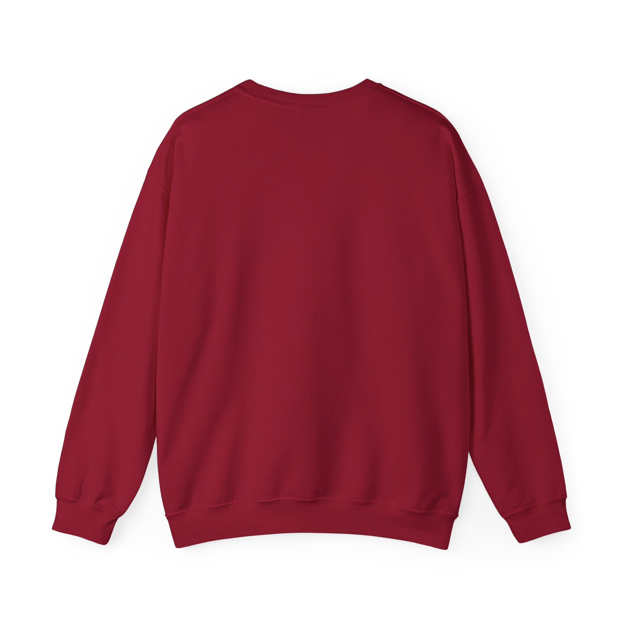 Gone But Not Formatted crewneck sweatshirt in Cardinal Red, back view