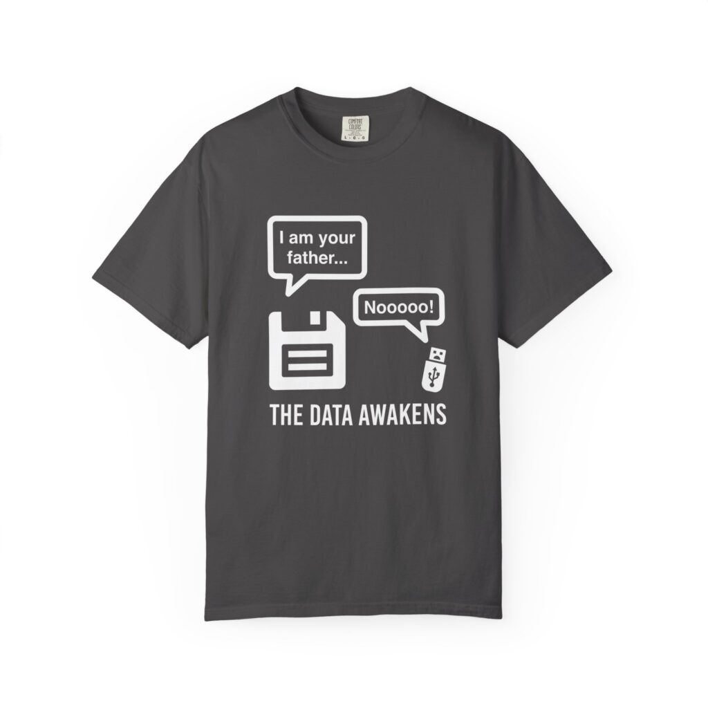 The Data Awakens T-shirt in Graphite, front view