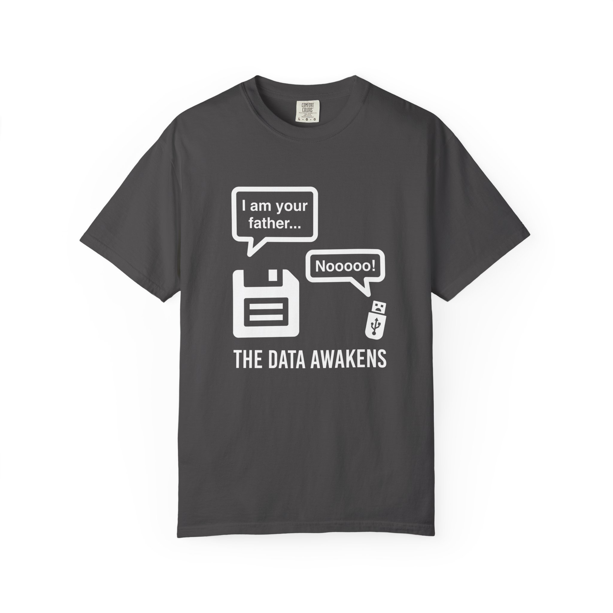 The Data Awakens T-shirt in Graphite, front view