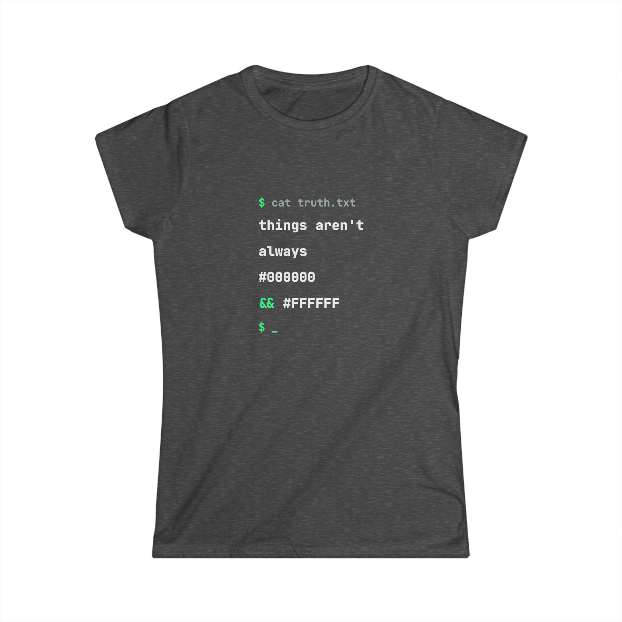 cat truth.txt women's T-shirt in Dark Heather, front view