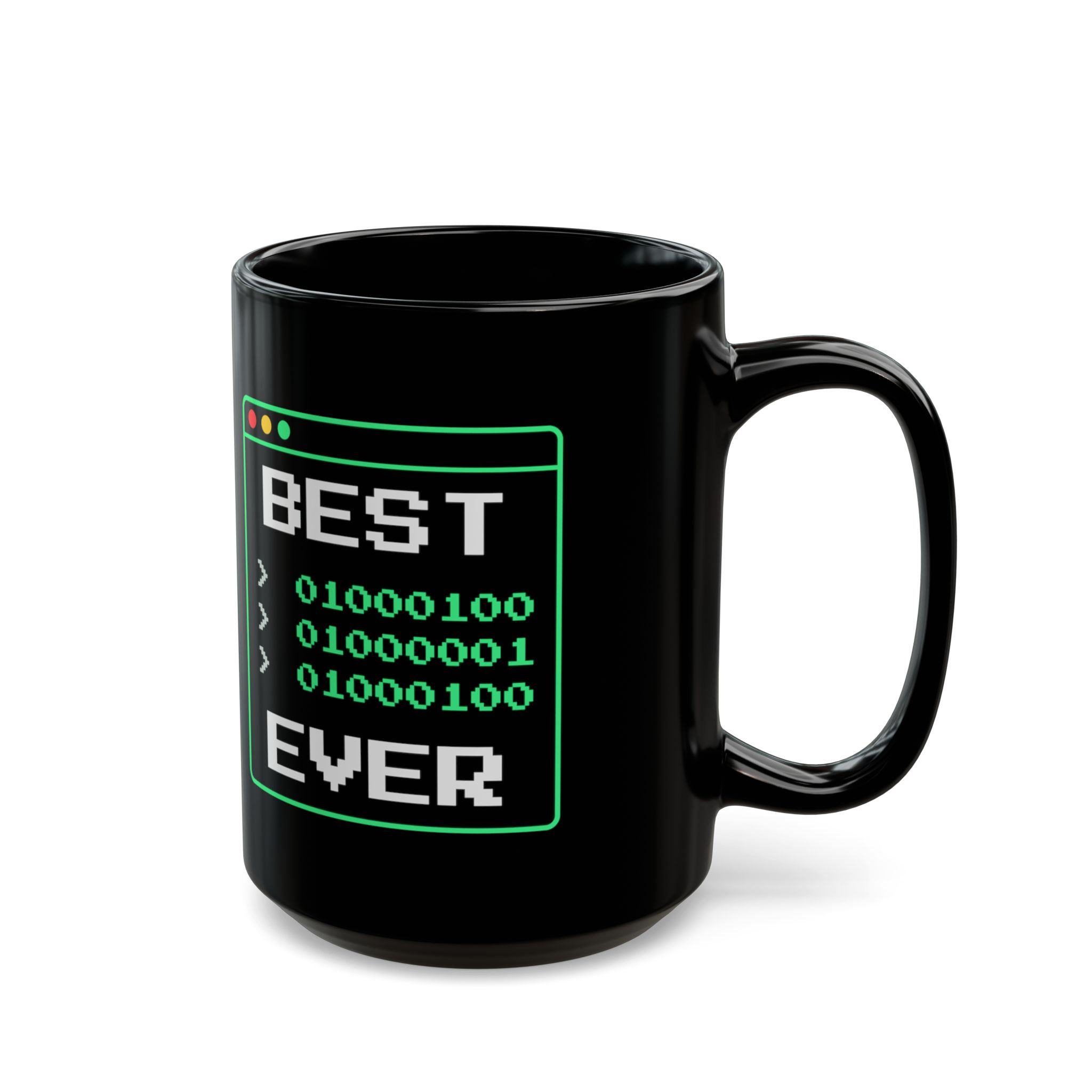 Best Dad Ever Mug — Binary "D-A-D" Funny Programmer Dad Black Coffee Mug - Image 6
