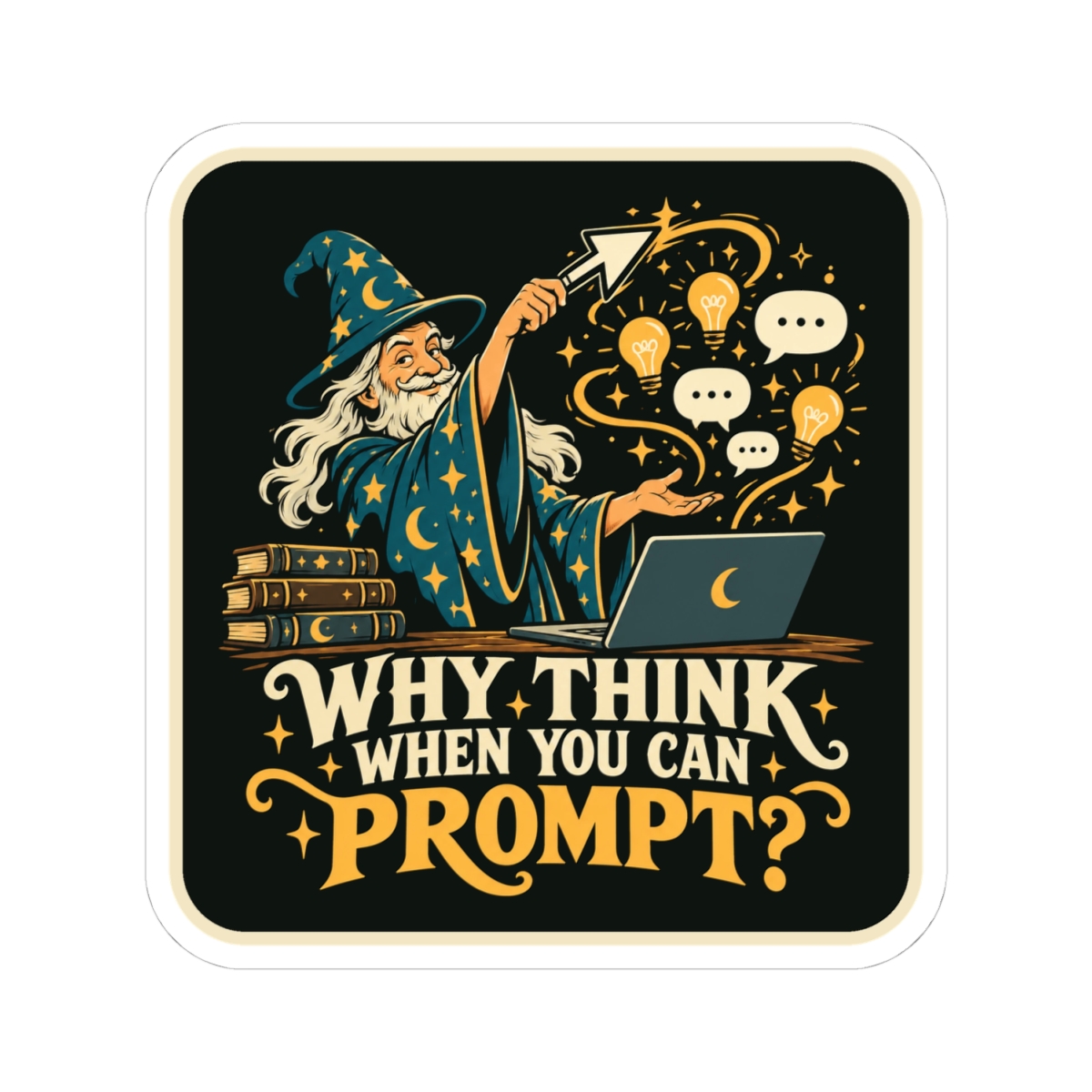 Prompt Wizard sticker, 4 inch, front view