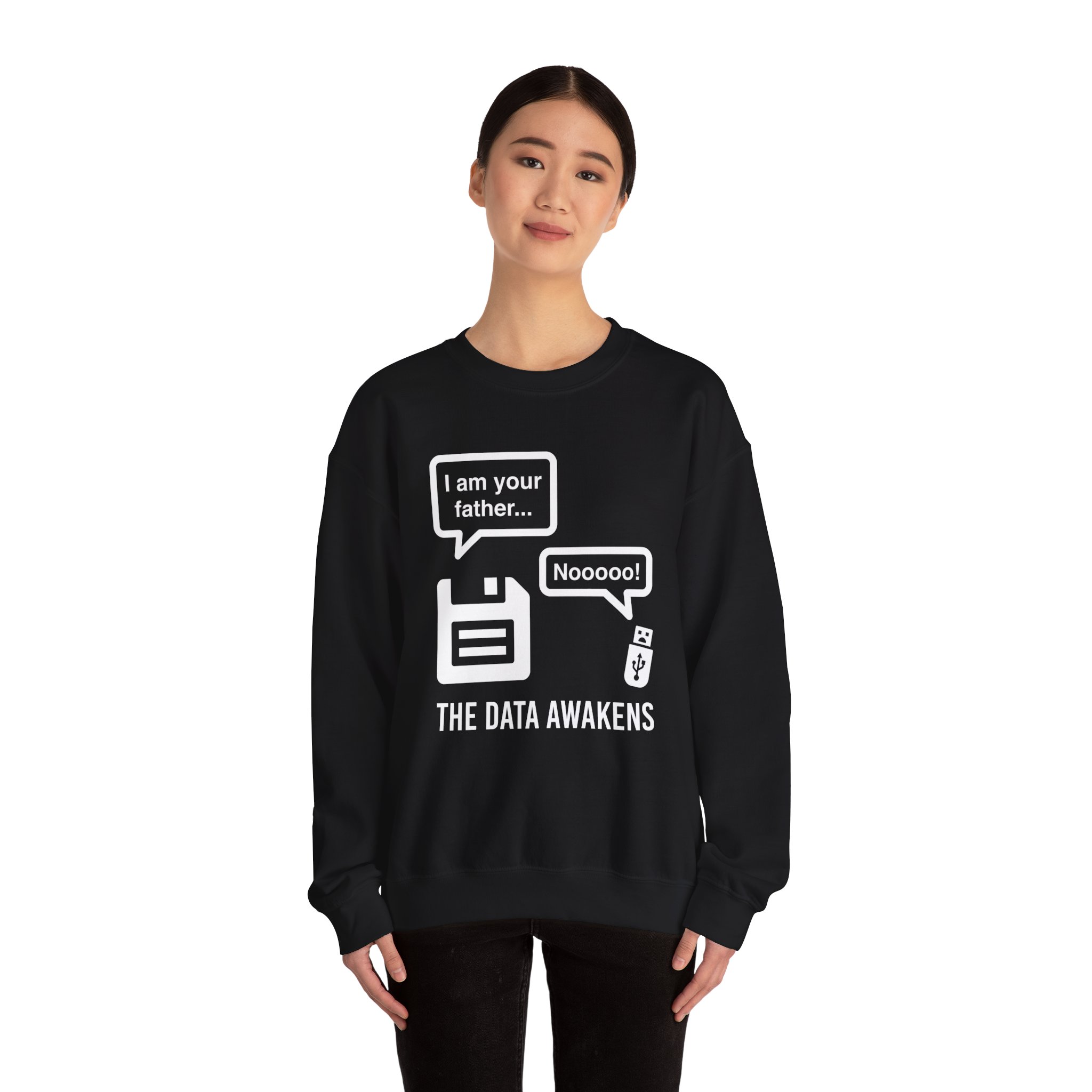 The Data Awakens crewneck sweatshirt in Black, worn by a model