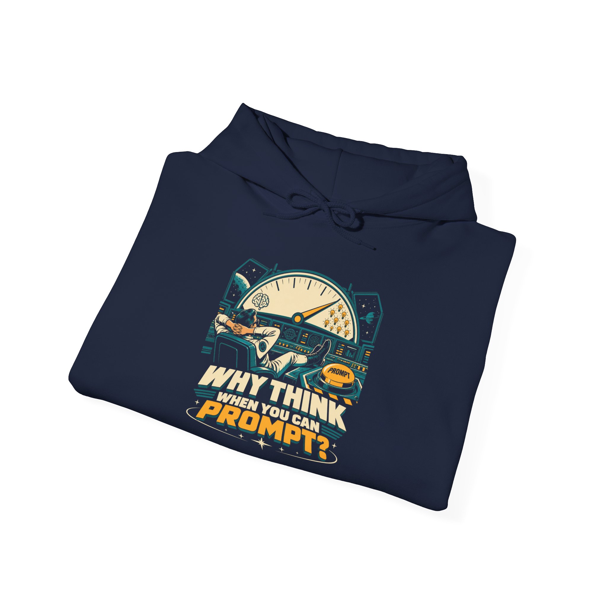 Prompt Mission Control hoodie in Navy, folded
