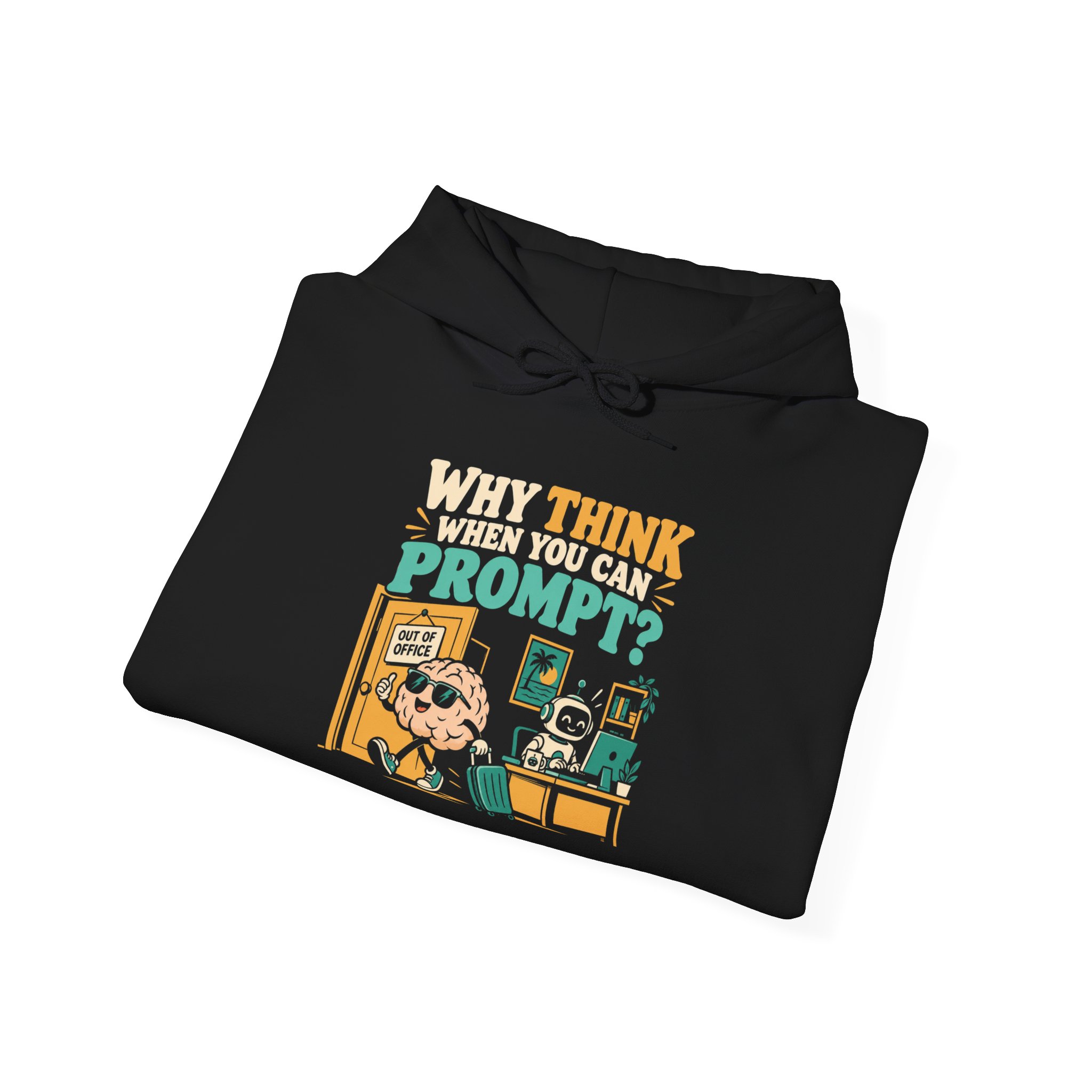 Prompt Out of Office hoodie in Black, folded