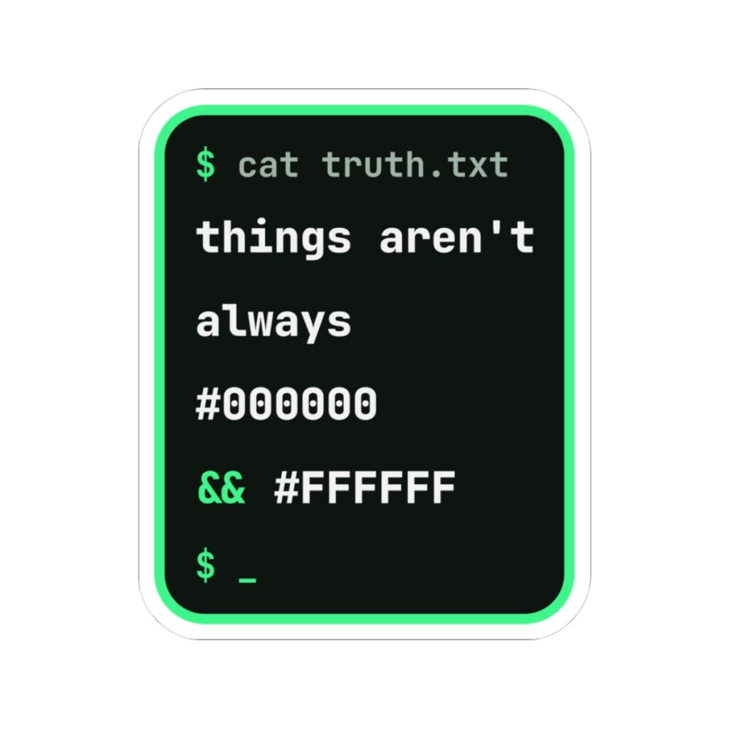 cat truth.txt sticker, 3 inch, front view