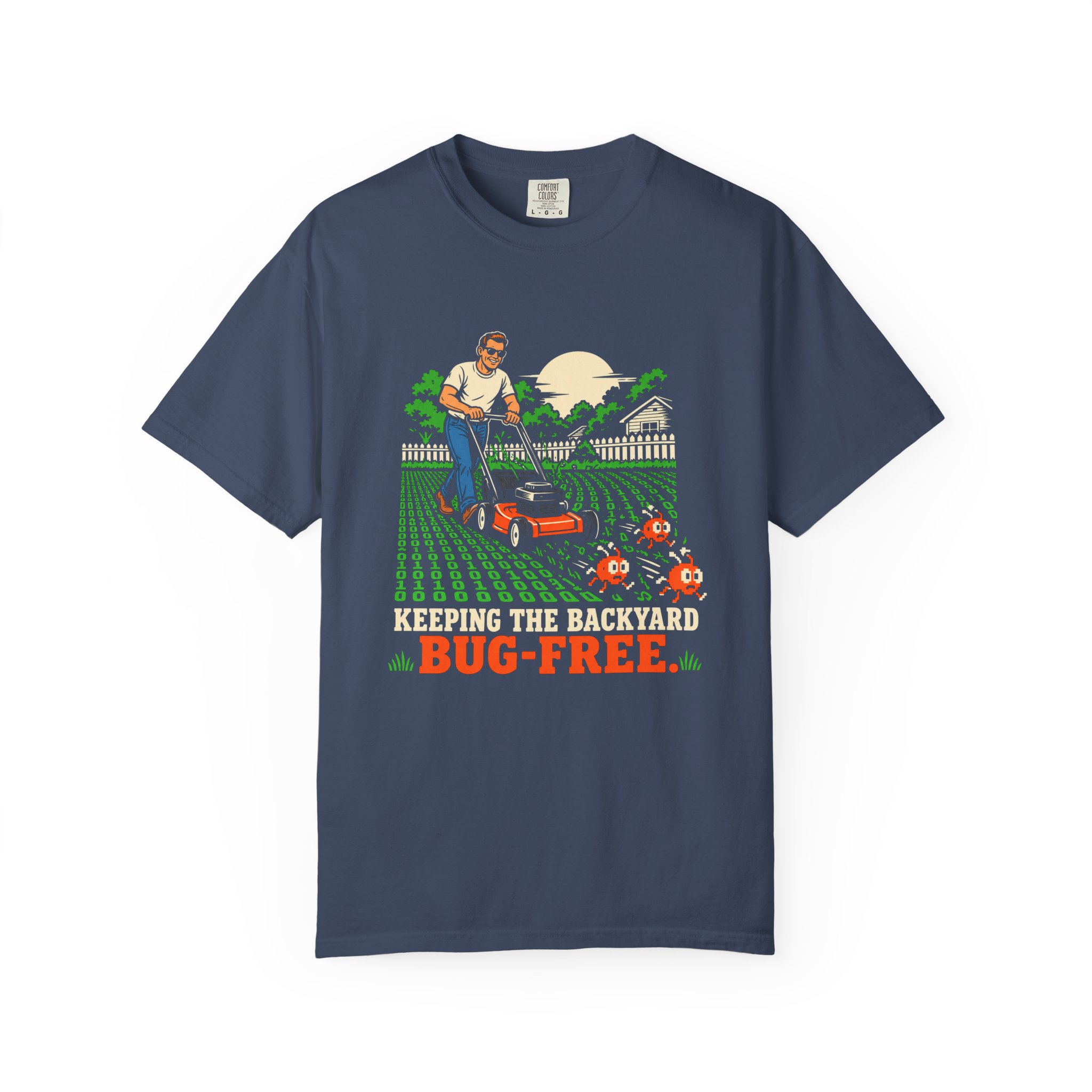 Bug-Free Backyard T-shirt in Midnight, front view