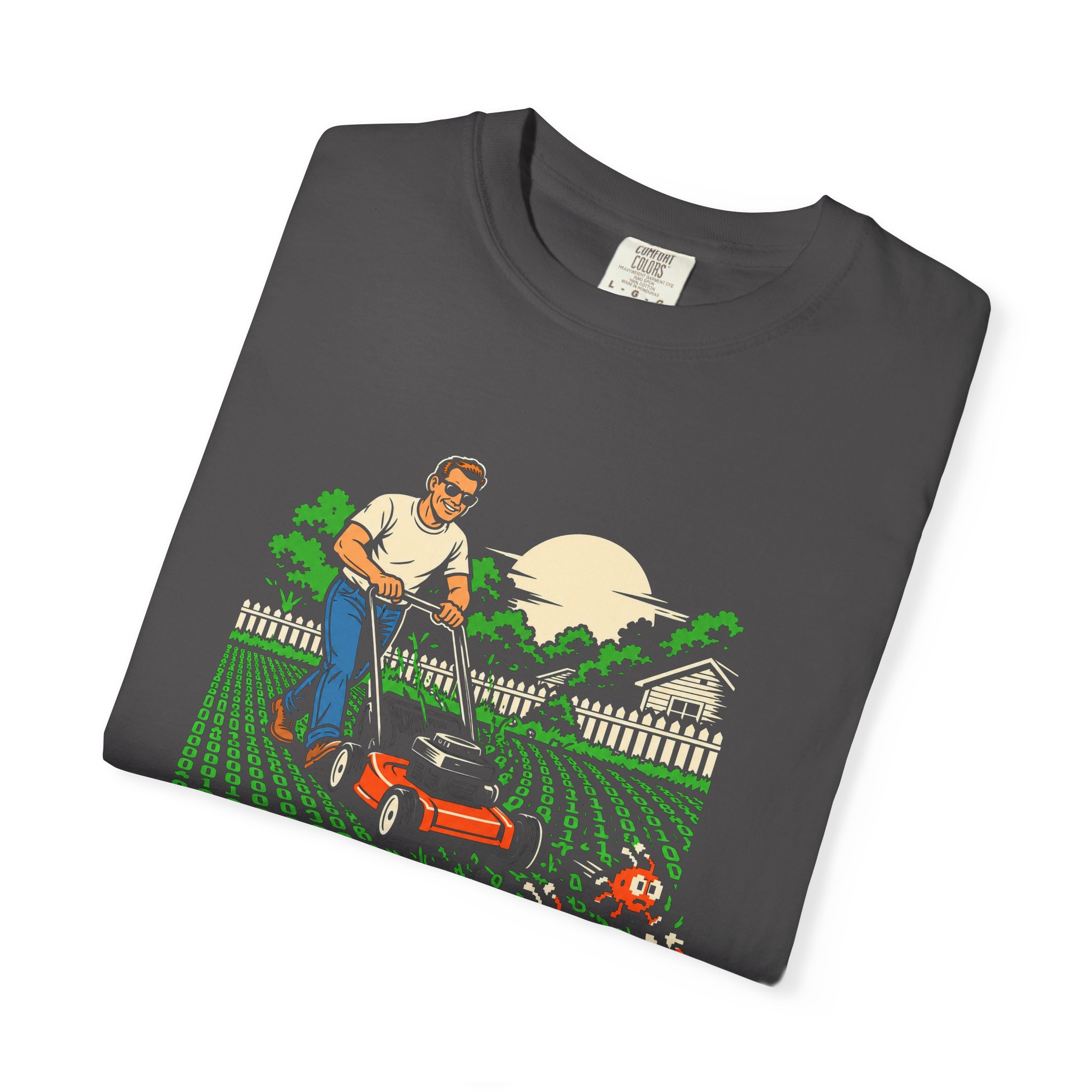Bug-Free Backyard T-shirt in Graphite, folded