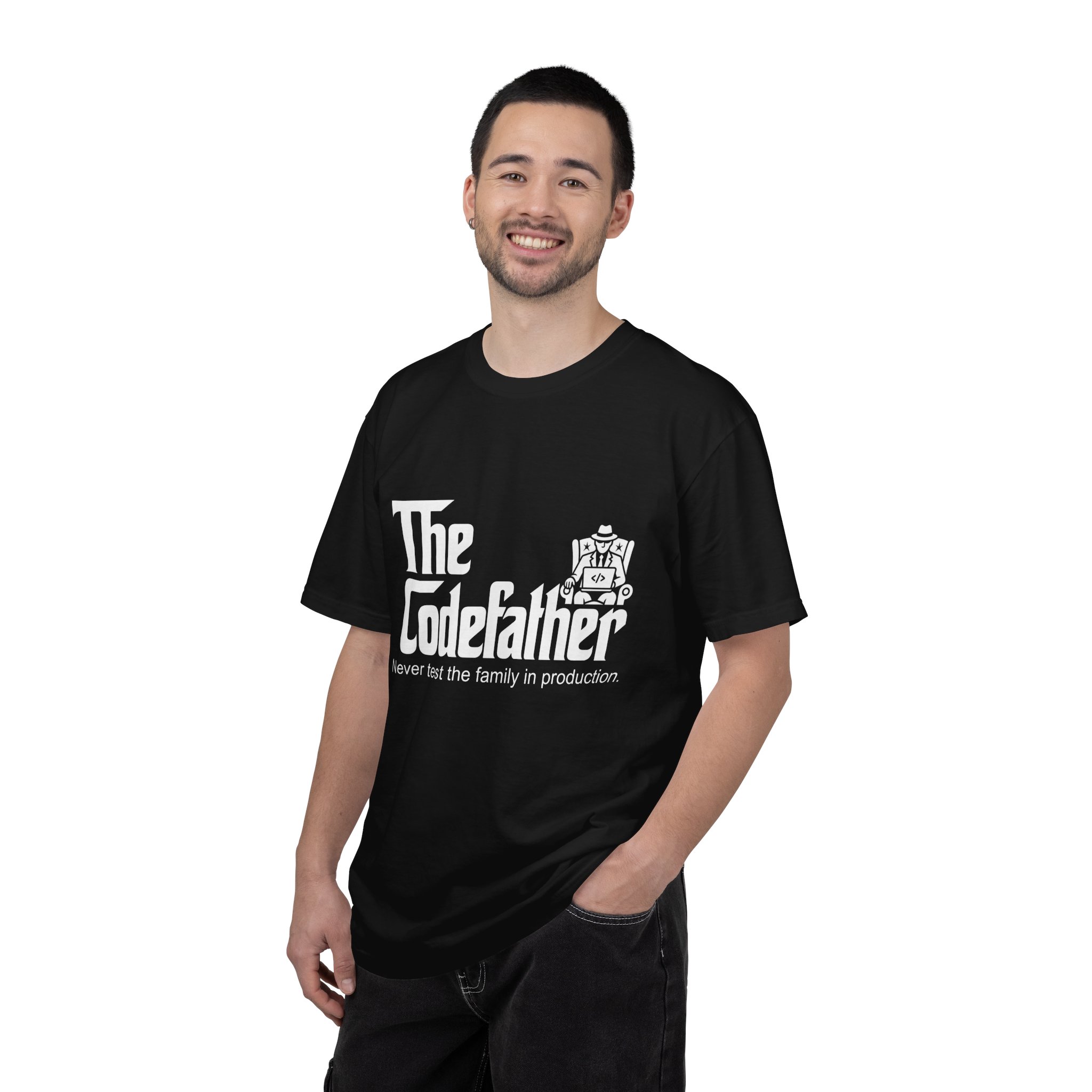 The Codefather T-shirt in Black, worn by a man