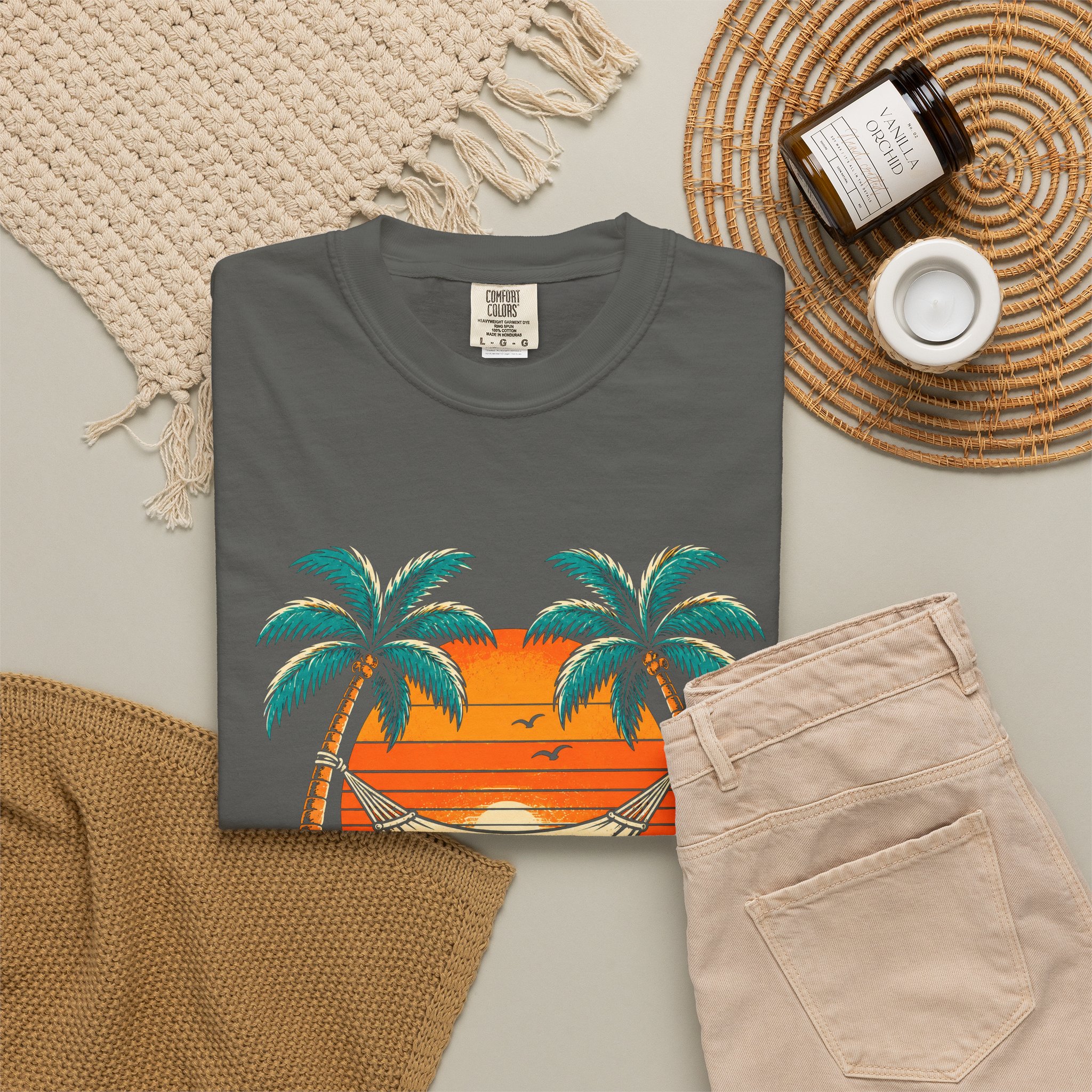 Take a Break Hammock T-shirt in Pepper, folded 2
