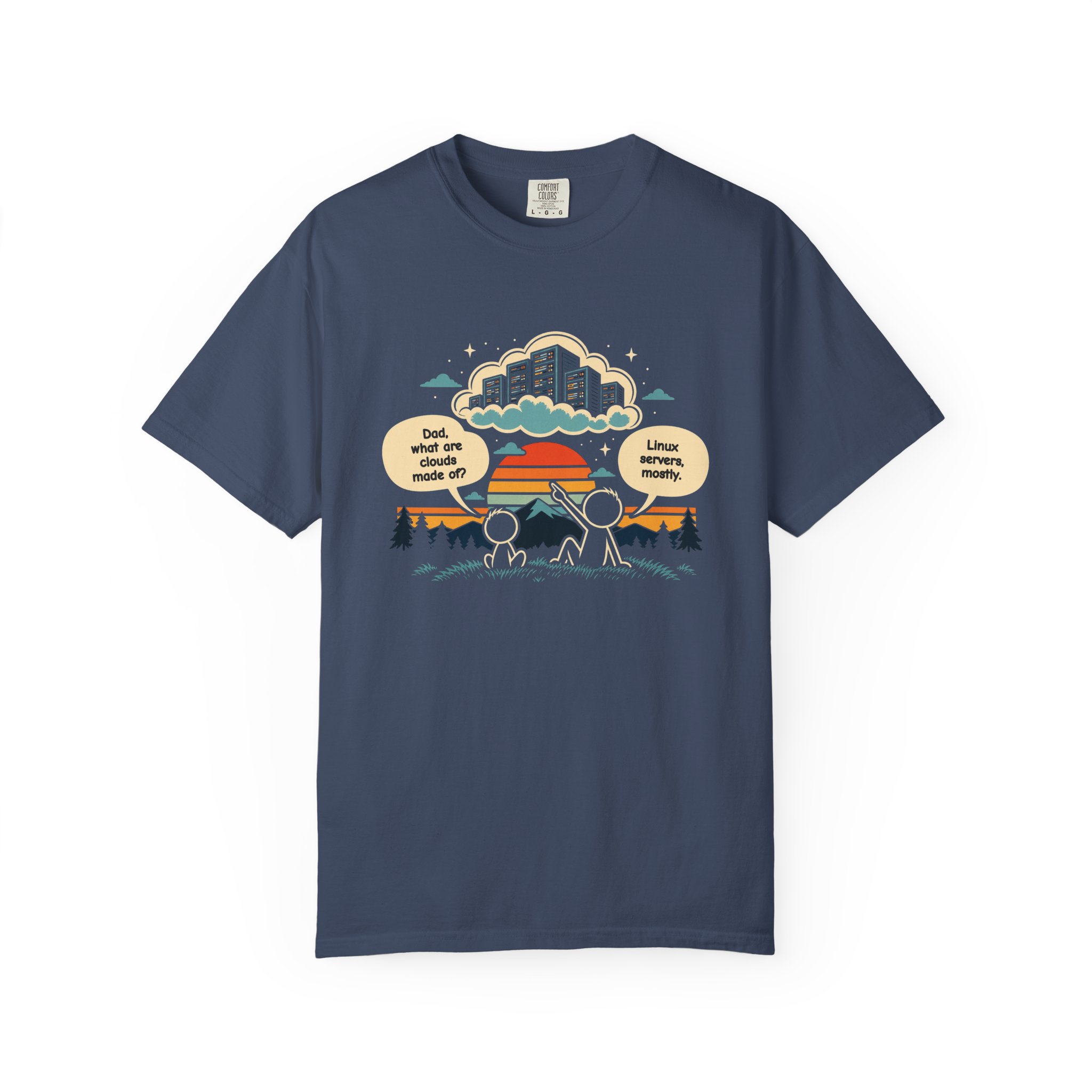 Linux Clouds T-shirt in Midnight, front view
