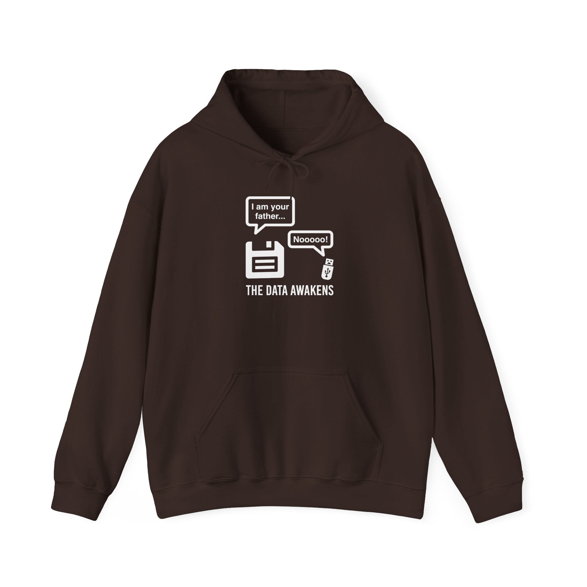The Data Awakens hoodie in Dark Chocolate, front view