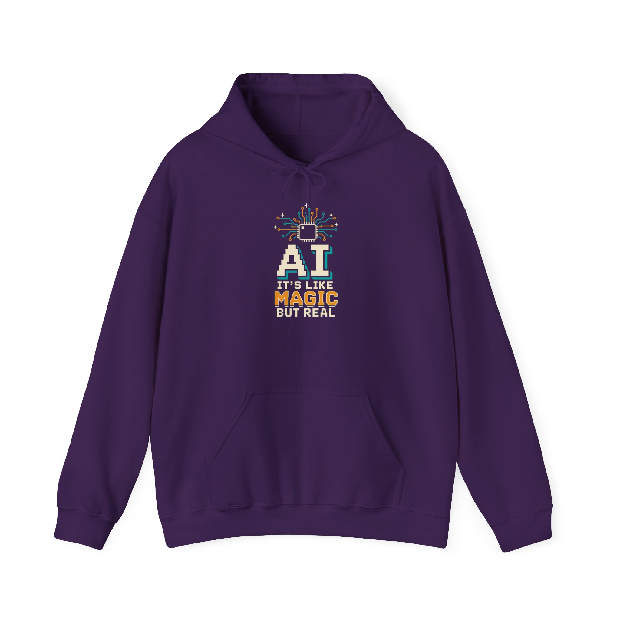 AI Magic Chip hoodie in Purple, front view