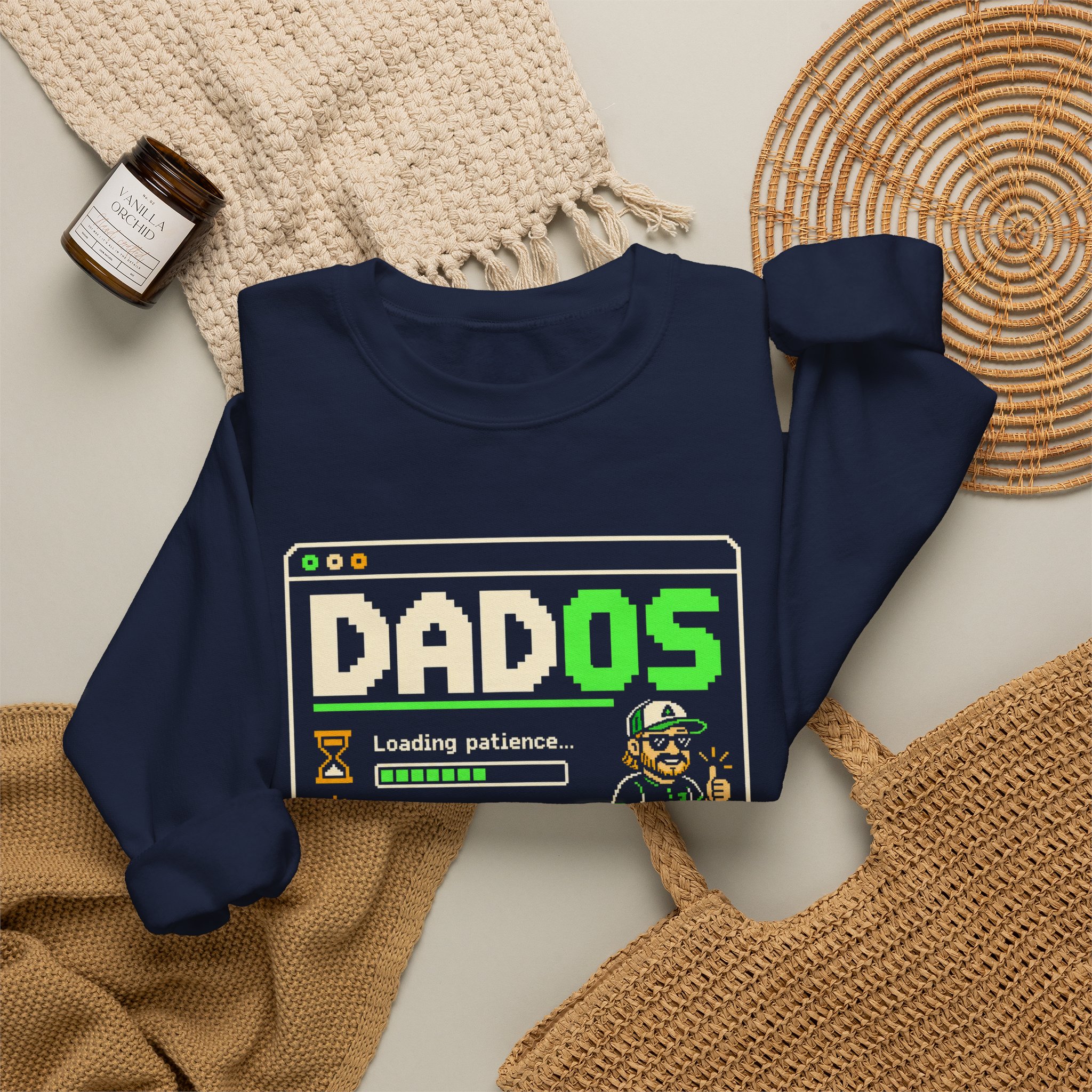 DadOS crewneck sweatshirt in Navy, folded 2