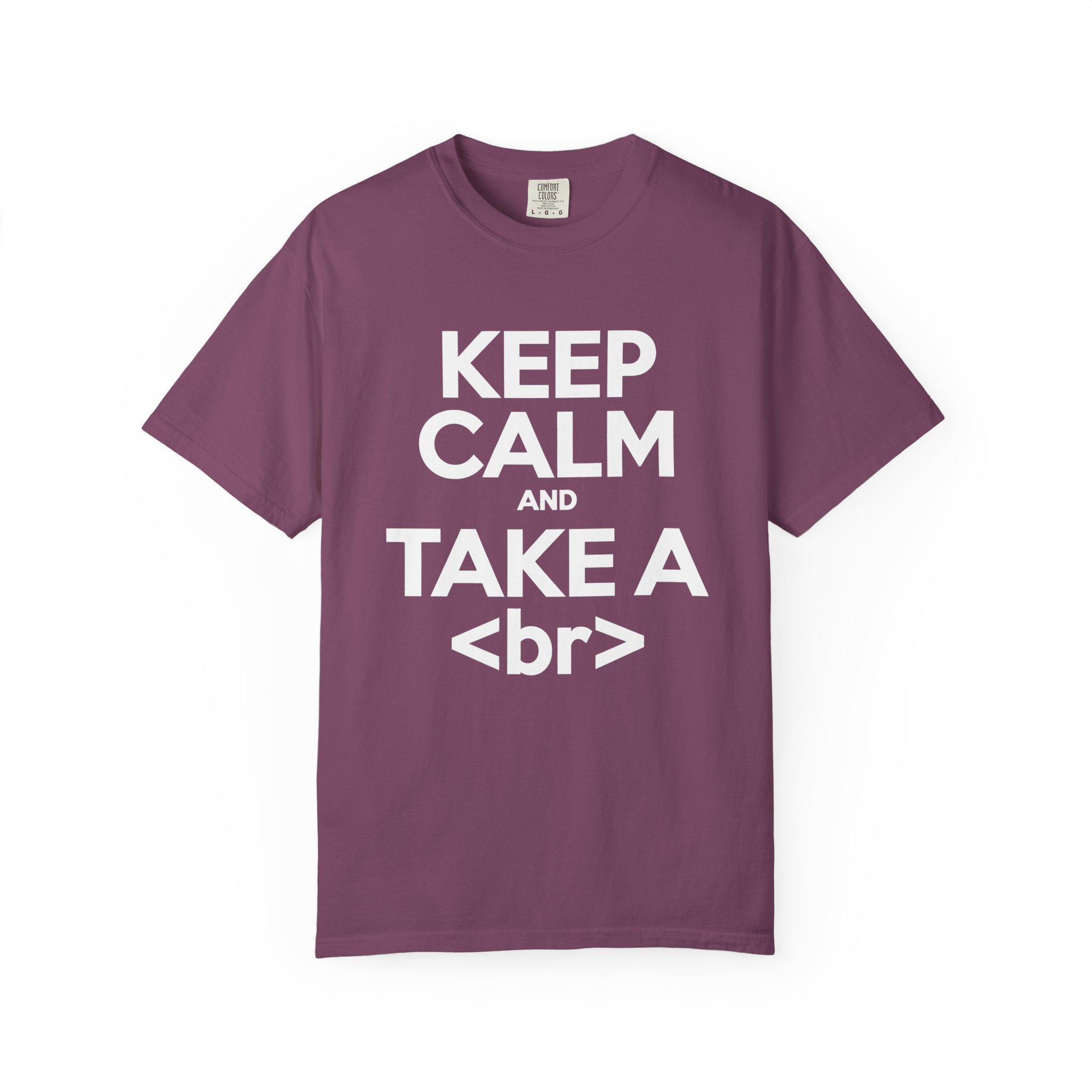 Keep Calm and Take a Break T-shirt in Berry, front view