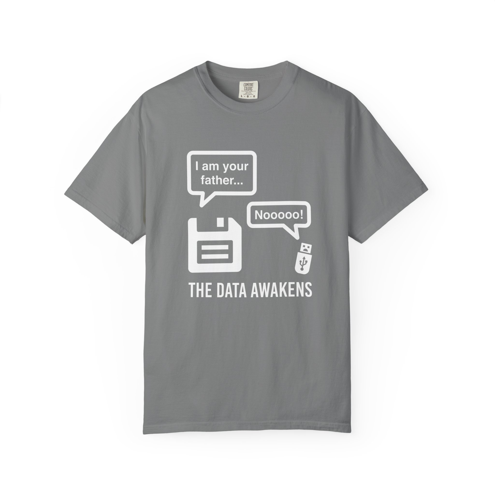 The Data Awakens T-shirt in Grey, front view