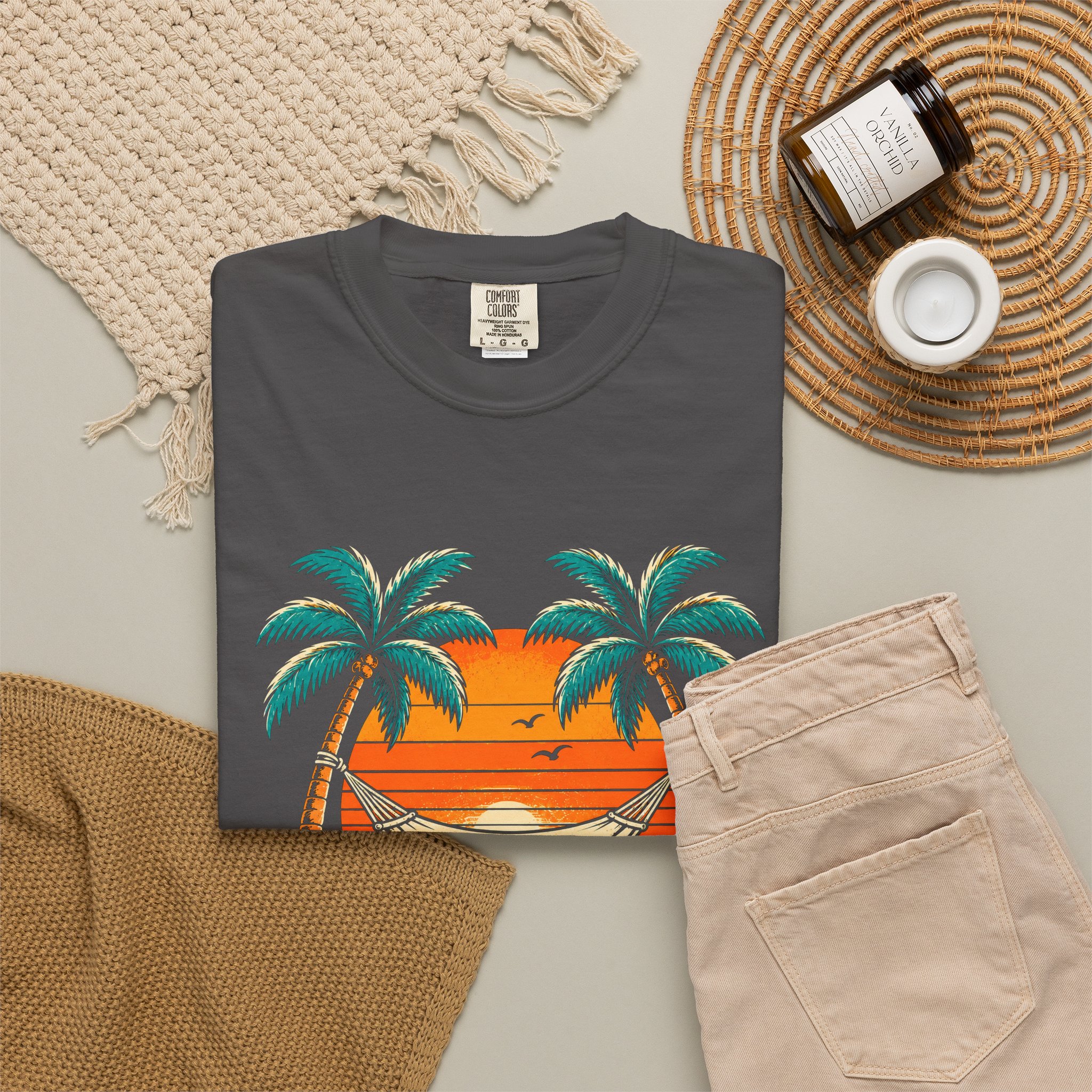 Take a Break Hammock T-shirt in Graphite, folded 2