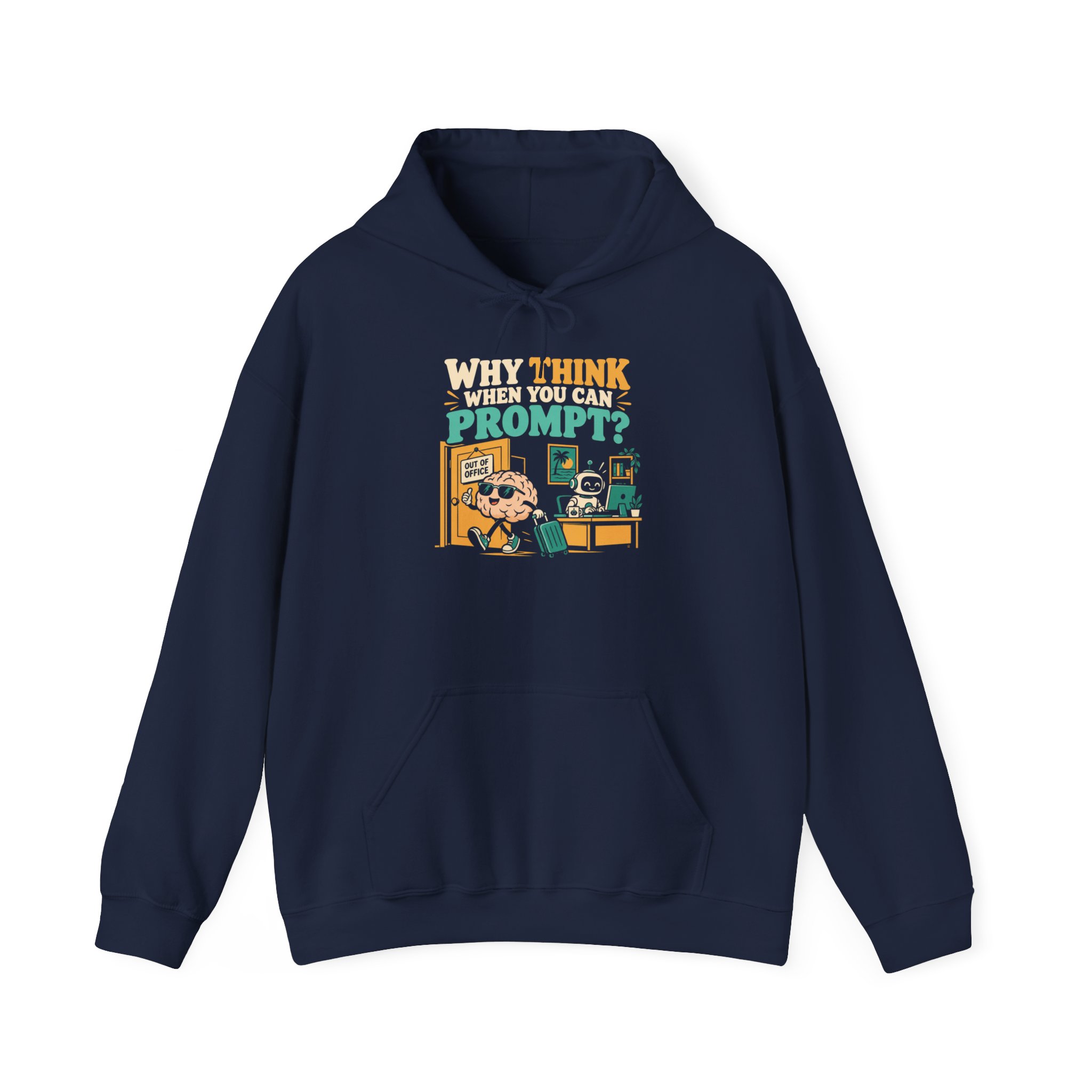 Prompt Out of Office hoodie in Navy, front view
