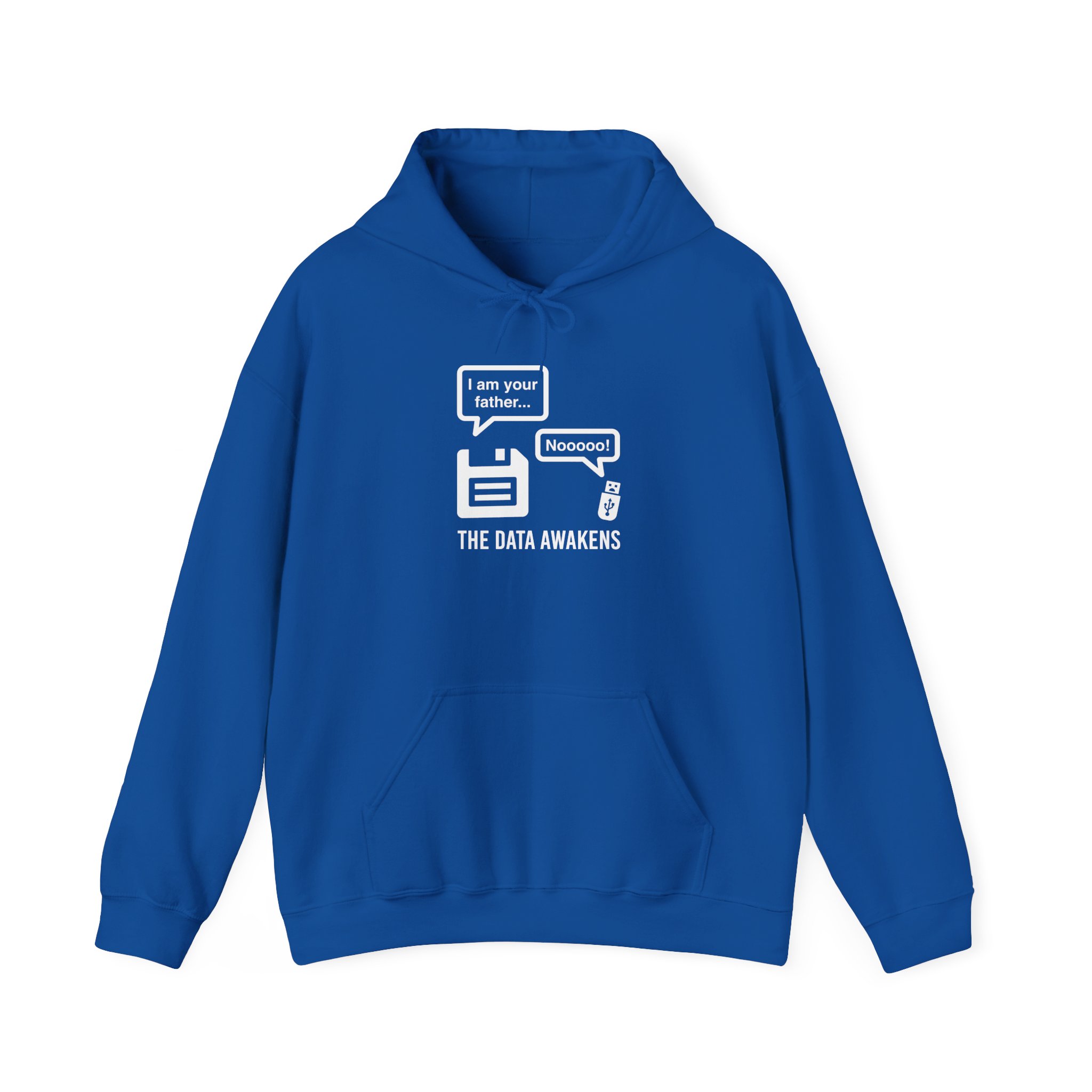 The Data Awakens hoodie in Royal, front view