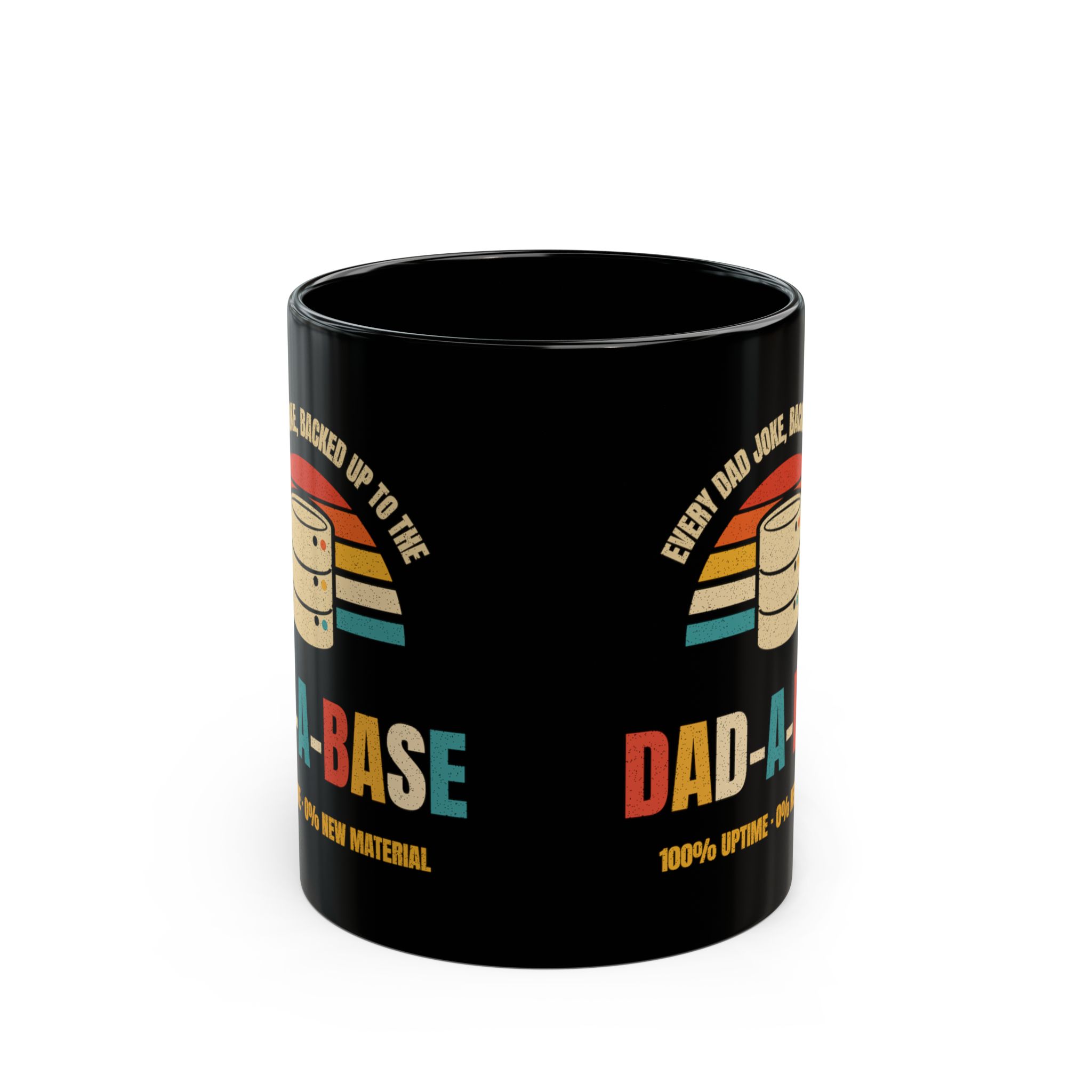 Dad-a-Base black mug, 11 oz, front view