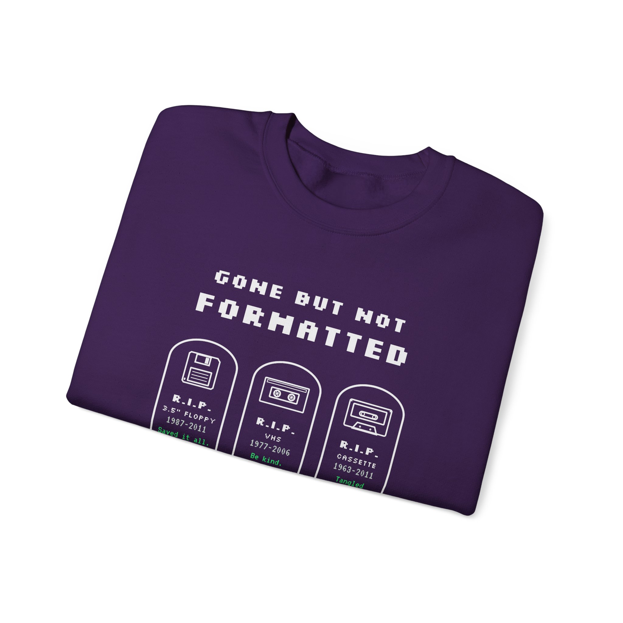 Gone But Not Formatted crewneck sweatshirt in Purple, folded