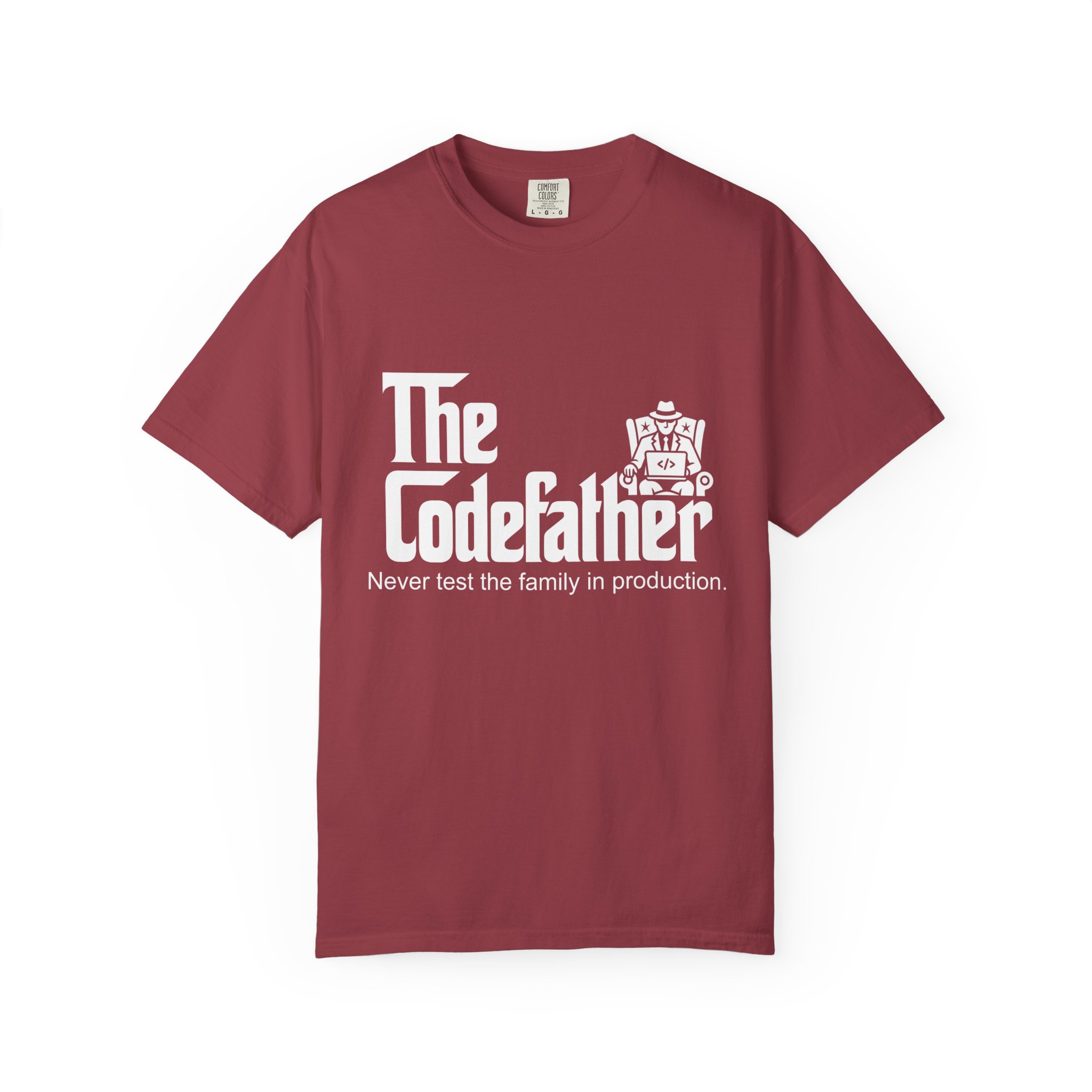 The Codefather T-shirt in Chili, front view