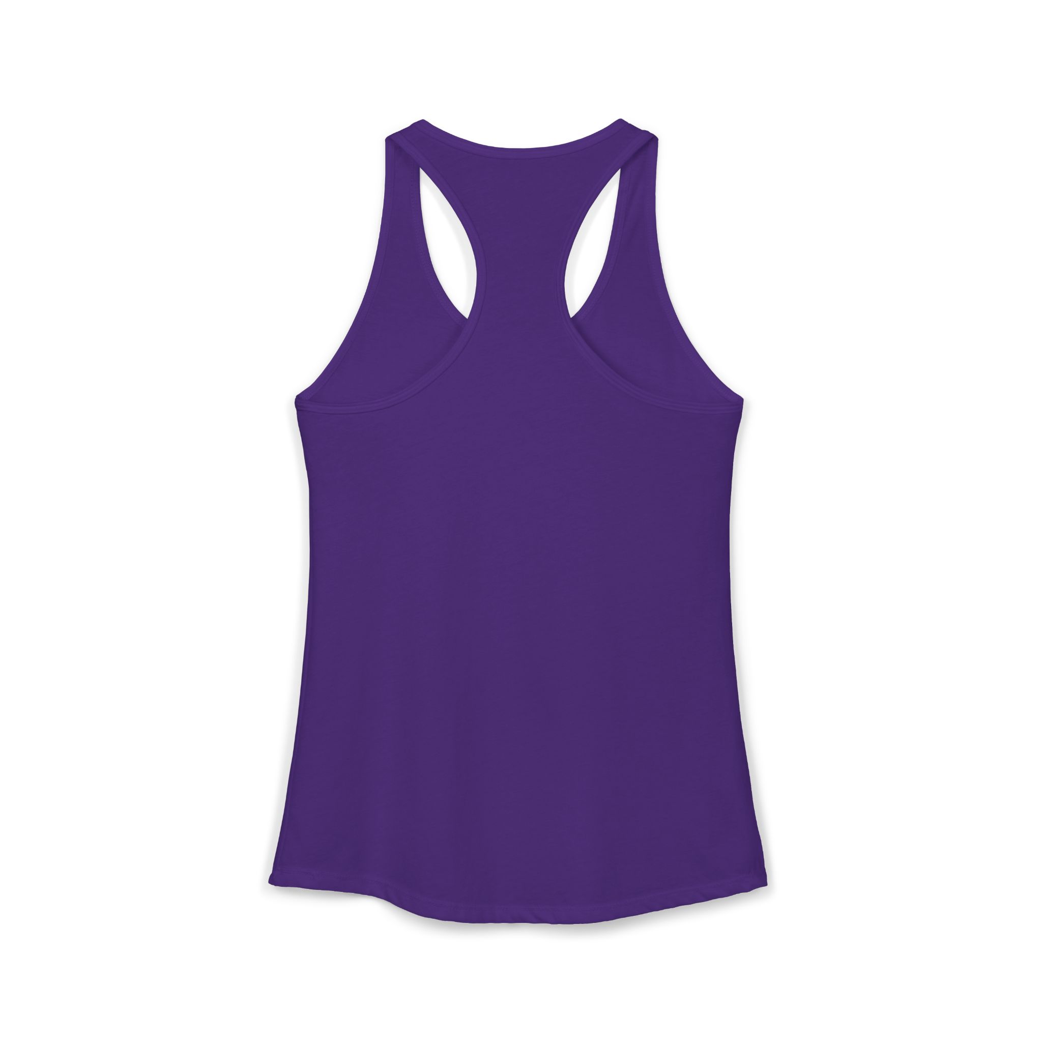 Work Work Break women's racerback tank in Solid Purple Rush, back view, second angle