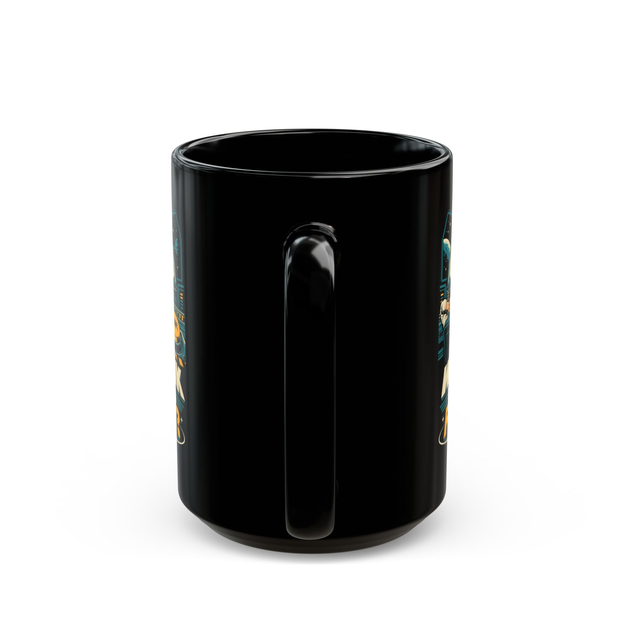Prompt Mission Control black mug, 15 oz, back view