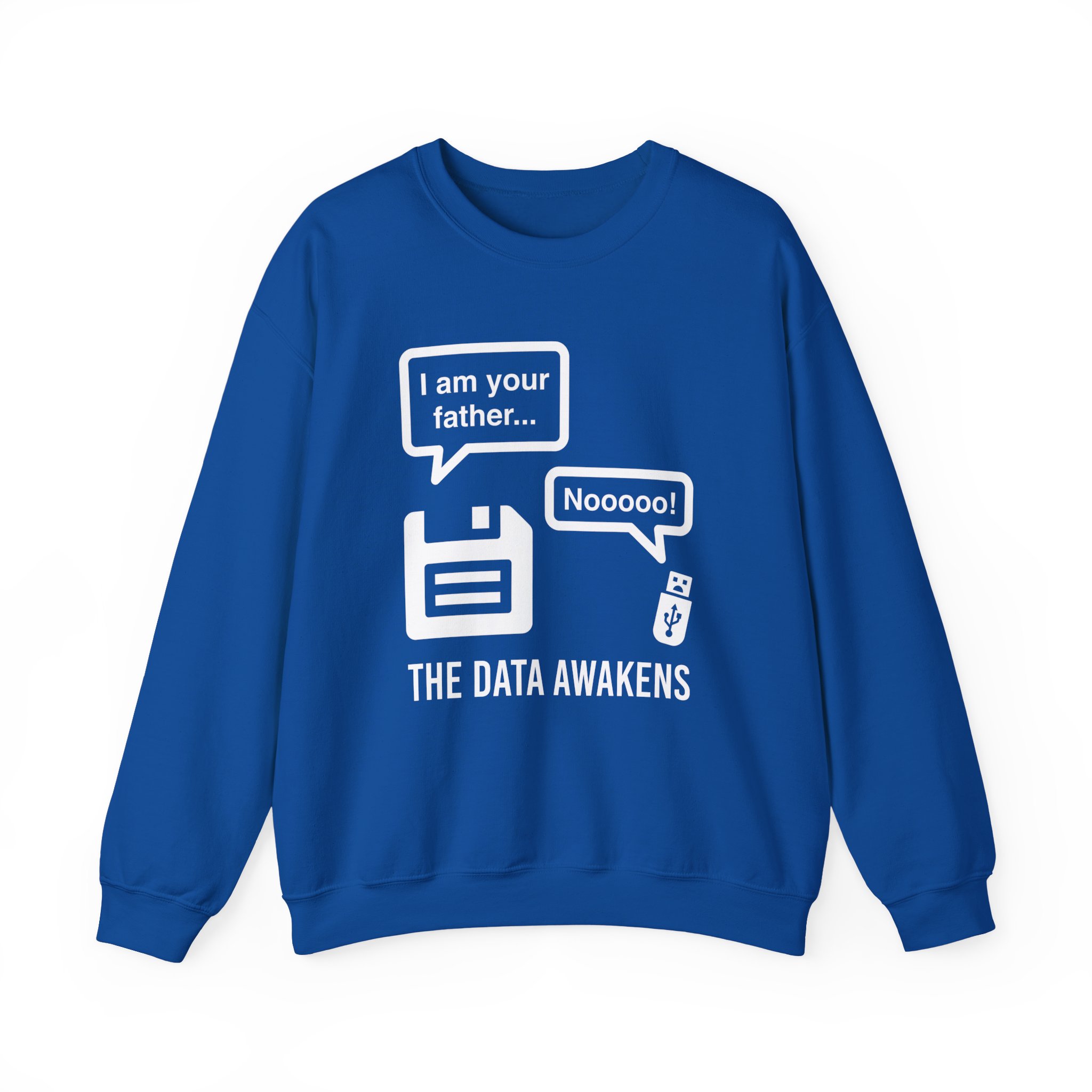 The Data Awakens crewneck sweatshirt in Royal, front view