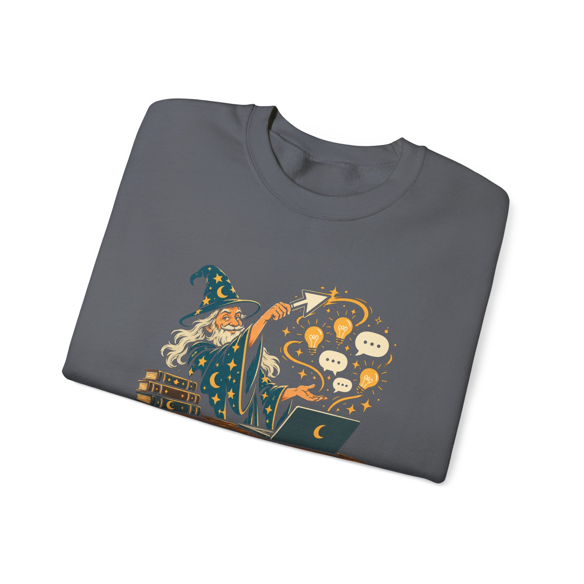 Prompt Wizard crewneck sweatshirt in Charcoal, folded