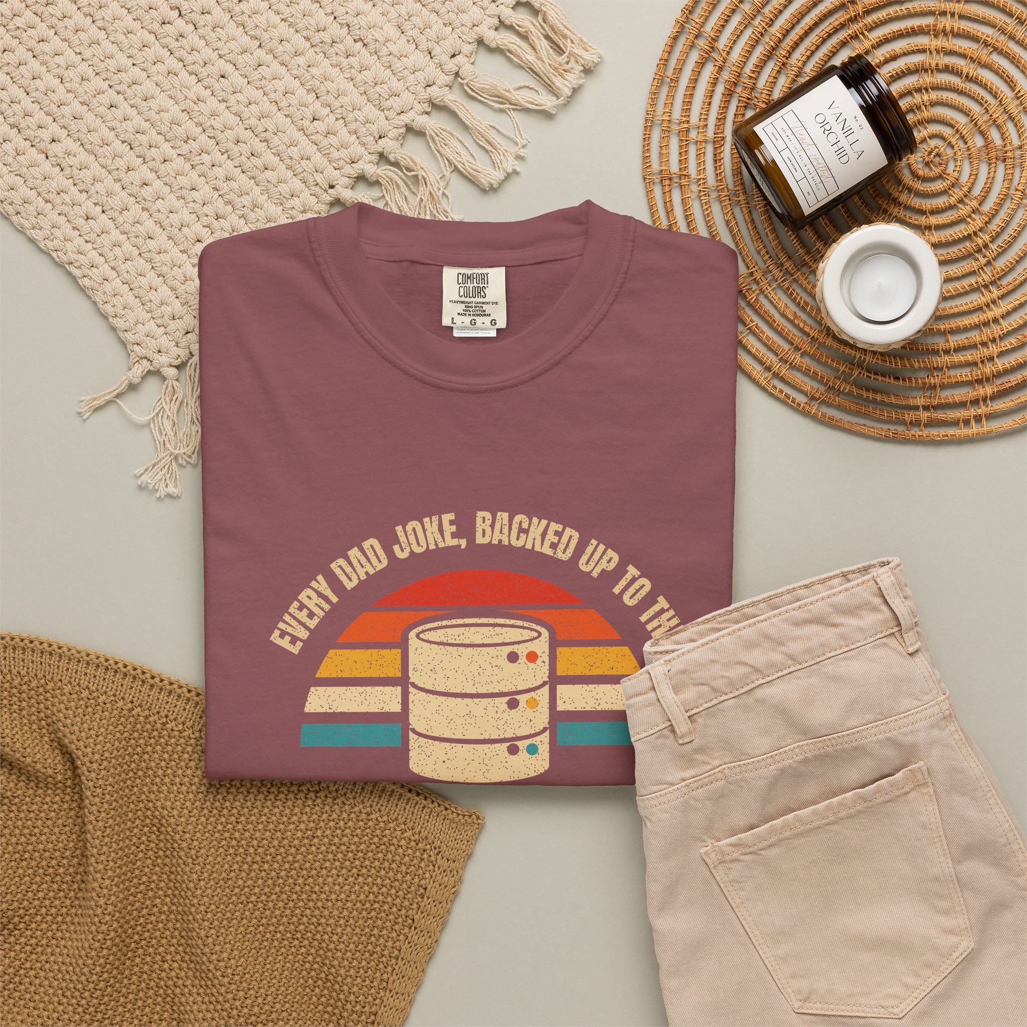 Dad-a-Base T-shirt in Brick, folded 2