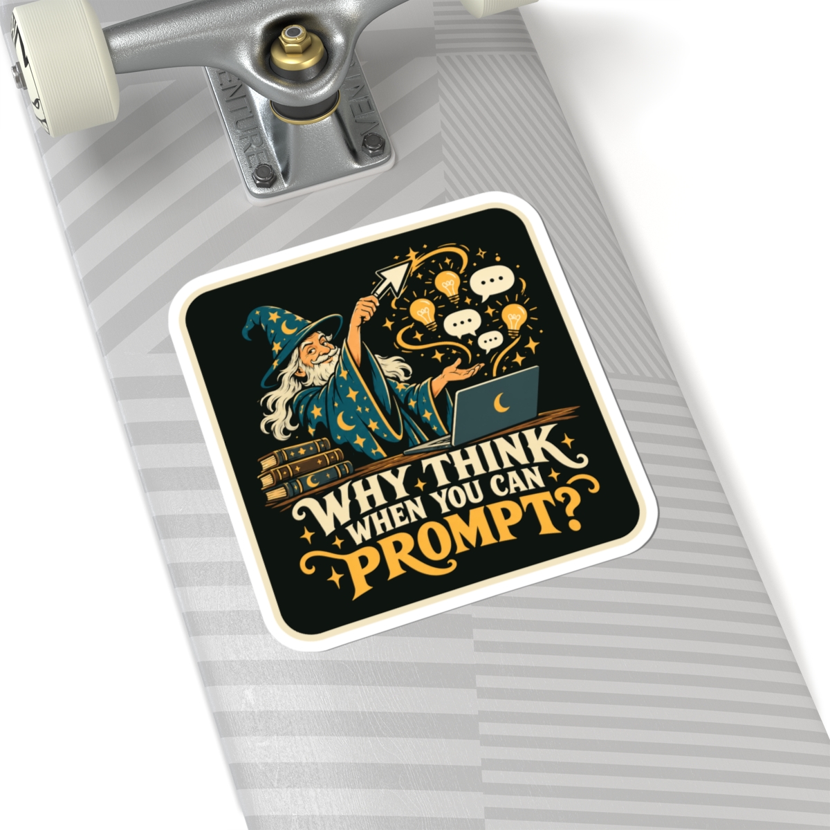 Prompt Wizard sticker, 6 inch, on a laptop