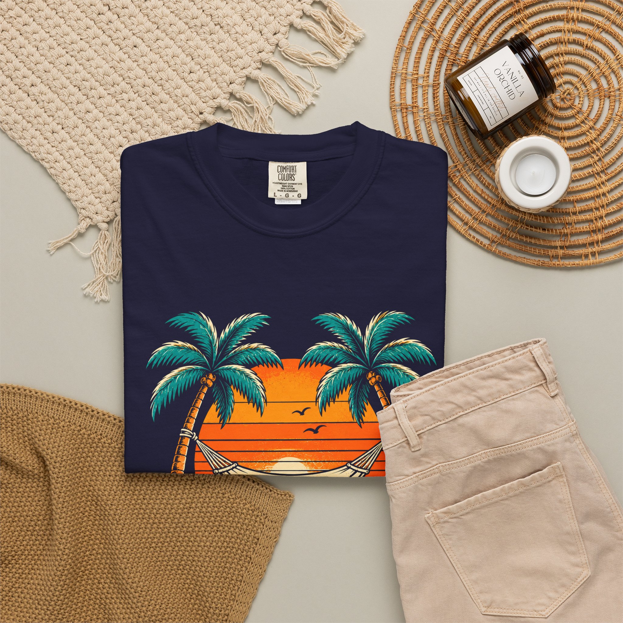 Take a Break Hammock T-shirt in True Navy, folded 2
