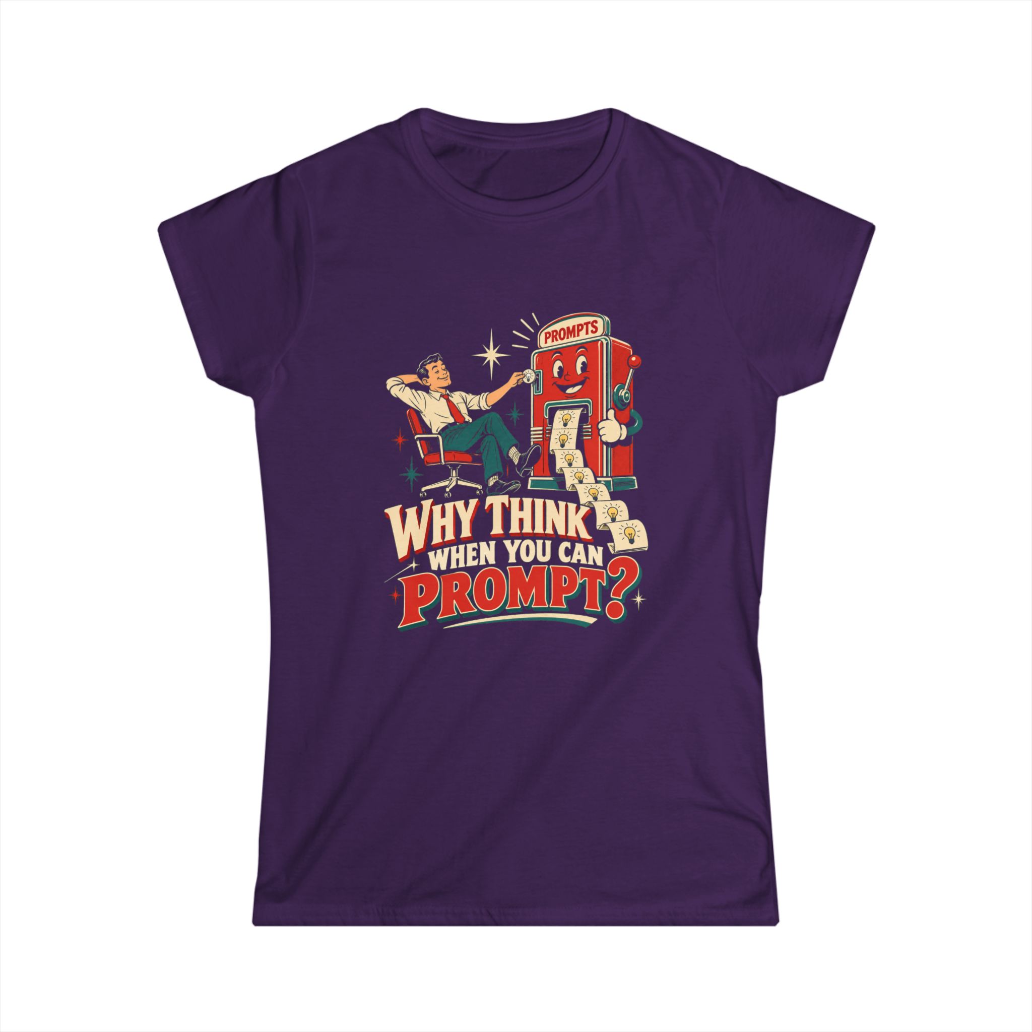 Prompt Machine women's T-shirt in Purple, front view