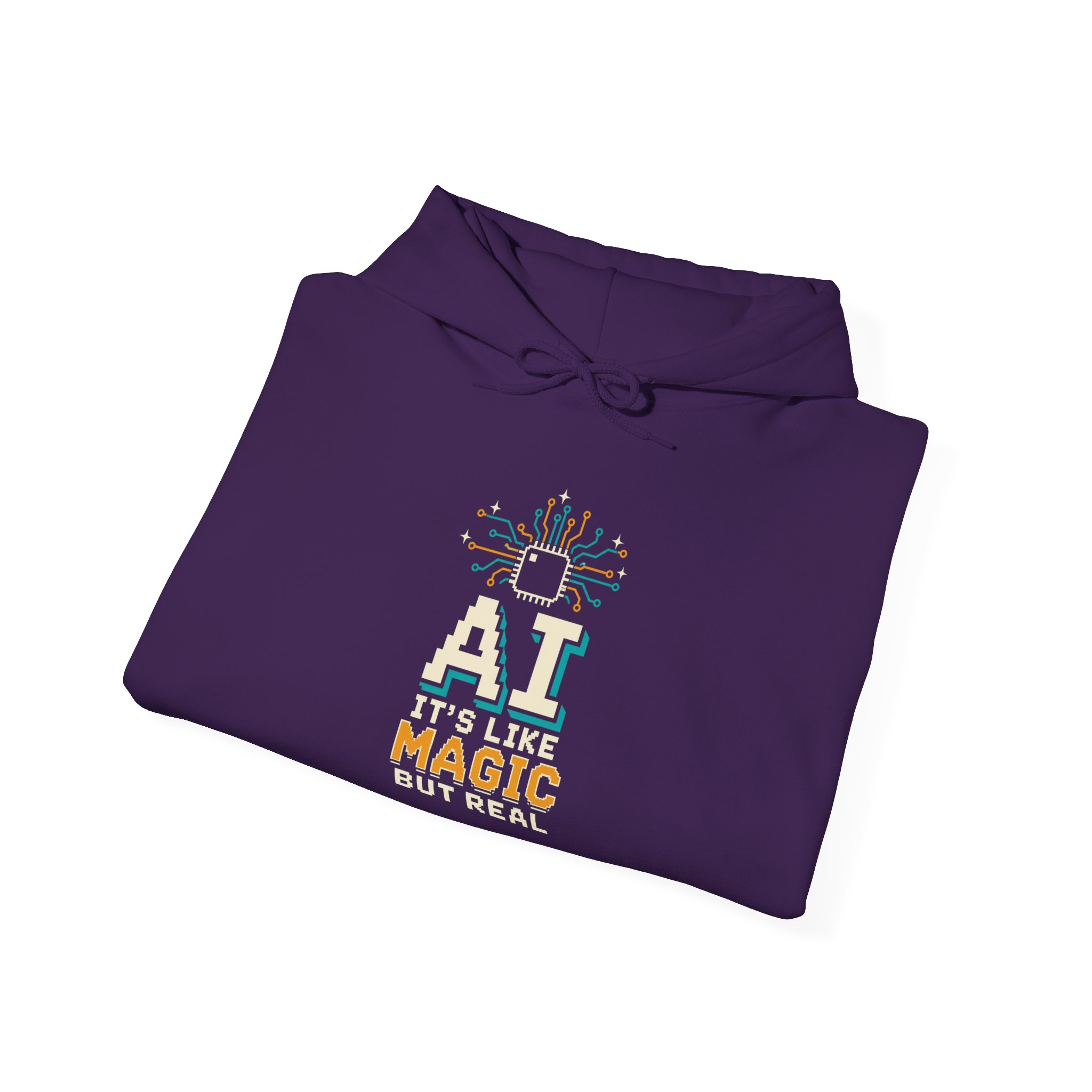 AI Magic Chip hoodie in Purple, folded