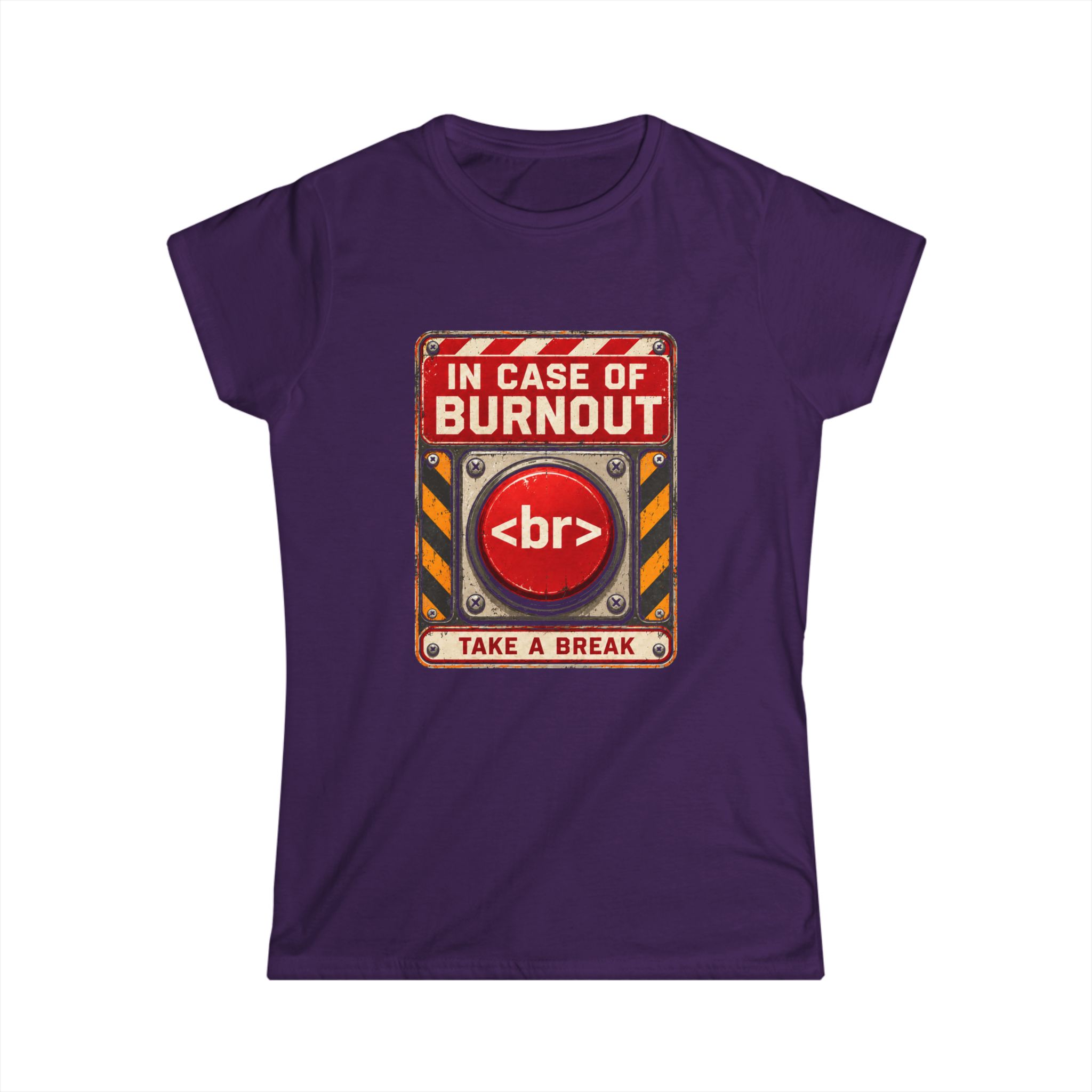 In Case of Burnout women's T-shirt in Purple, front view