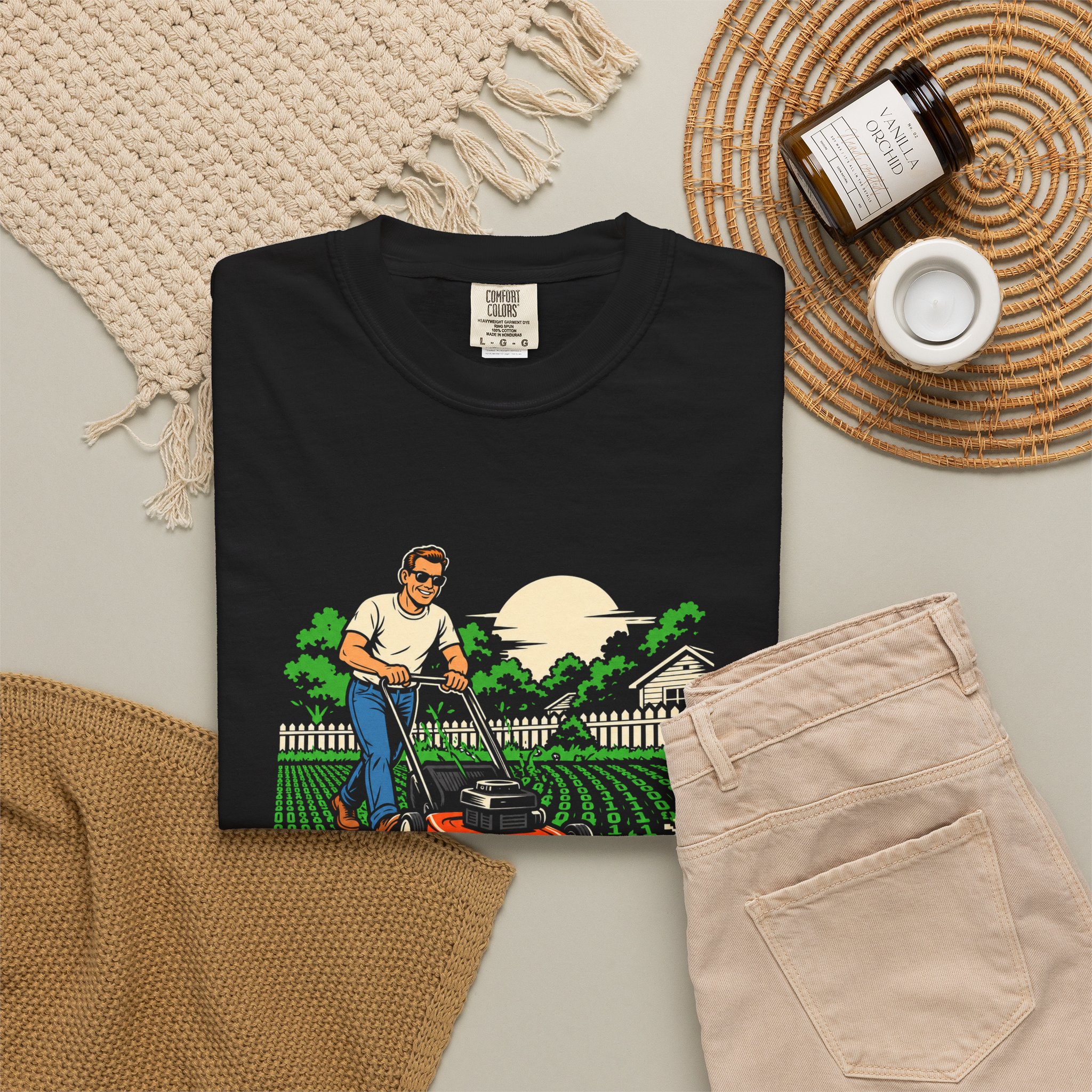 Bug-Free Backyard T-shirt in Black, folded 2