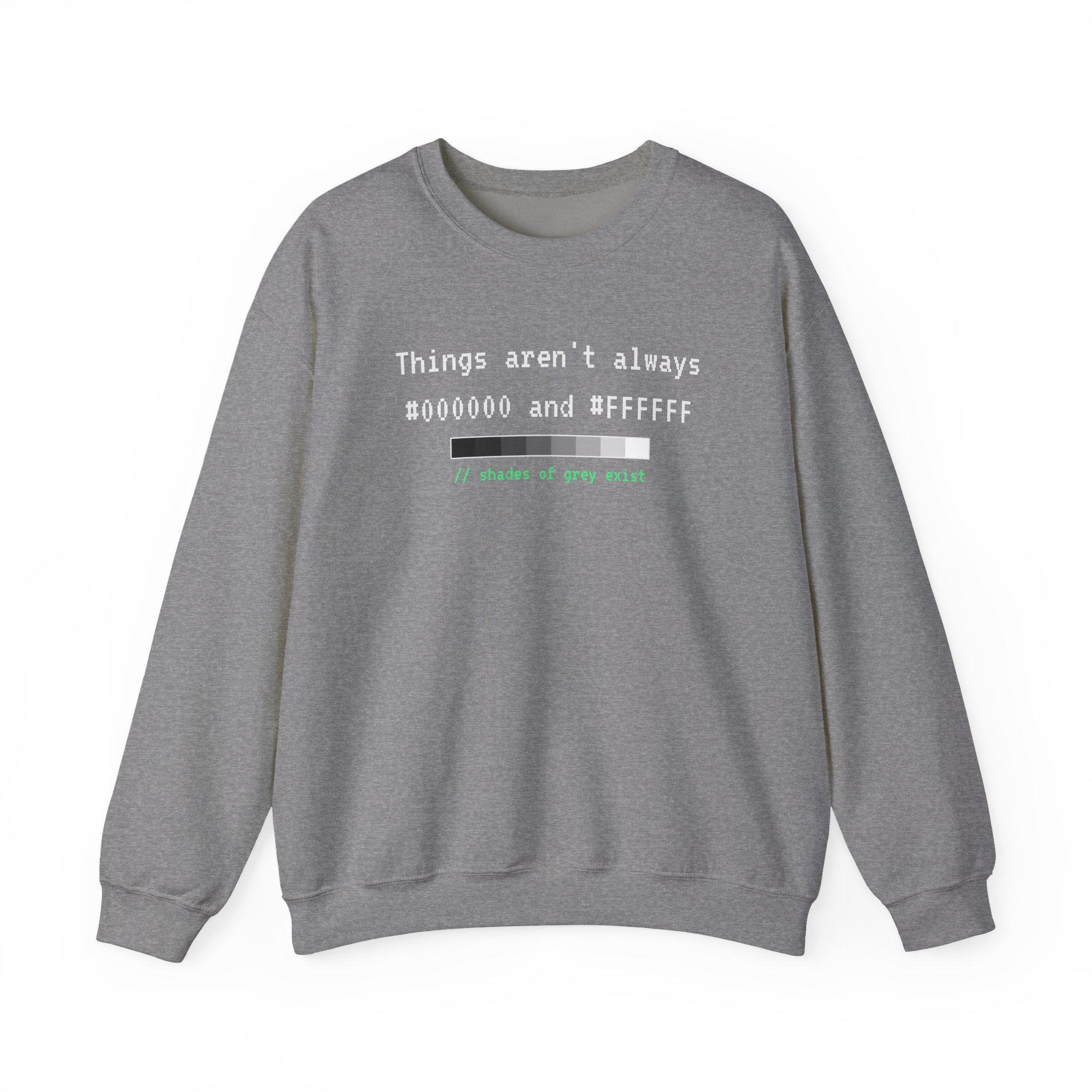 Shades of Grey Exist crewneck sweatshirt in Graphite Heather, front view