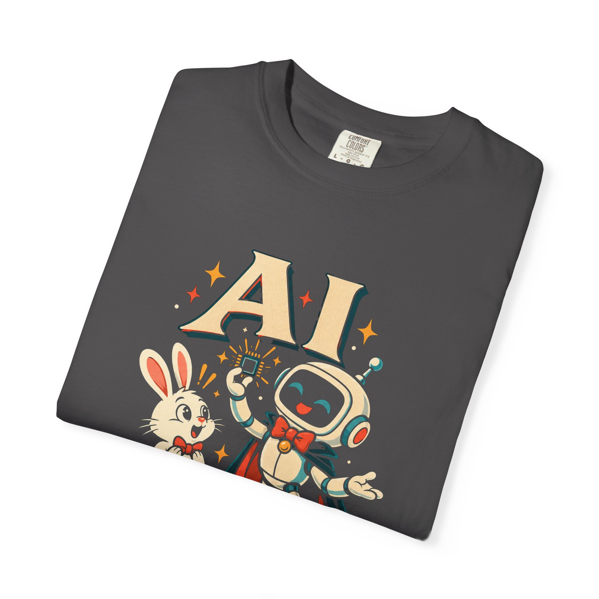 AI Magic Bunny T-shirt in Graphite, folded