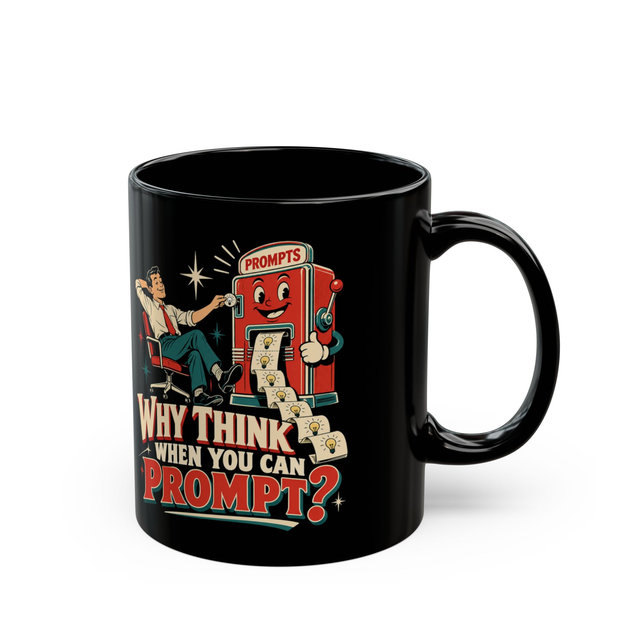 Prompt Machine black mug, 11 oz, right side