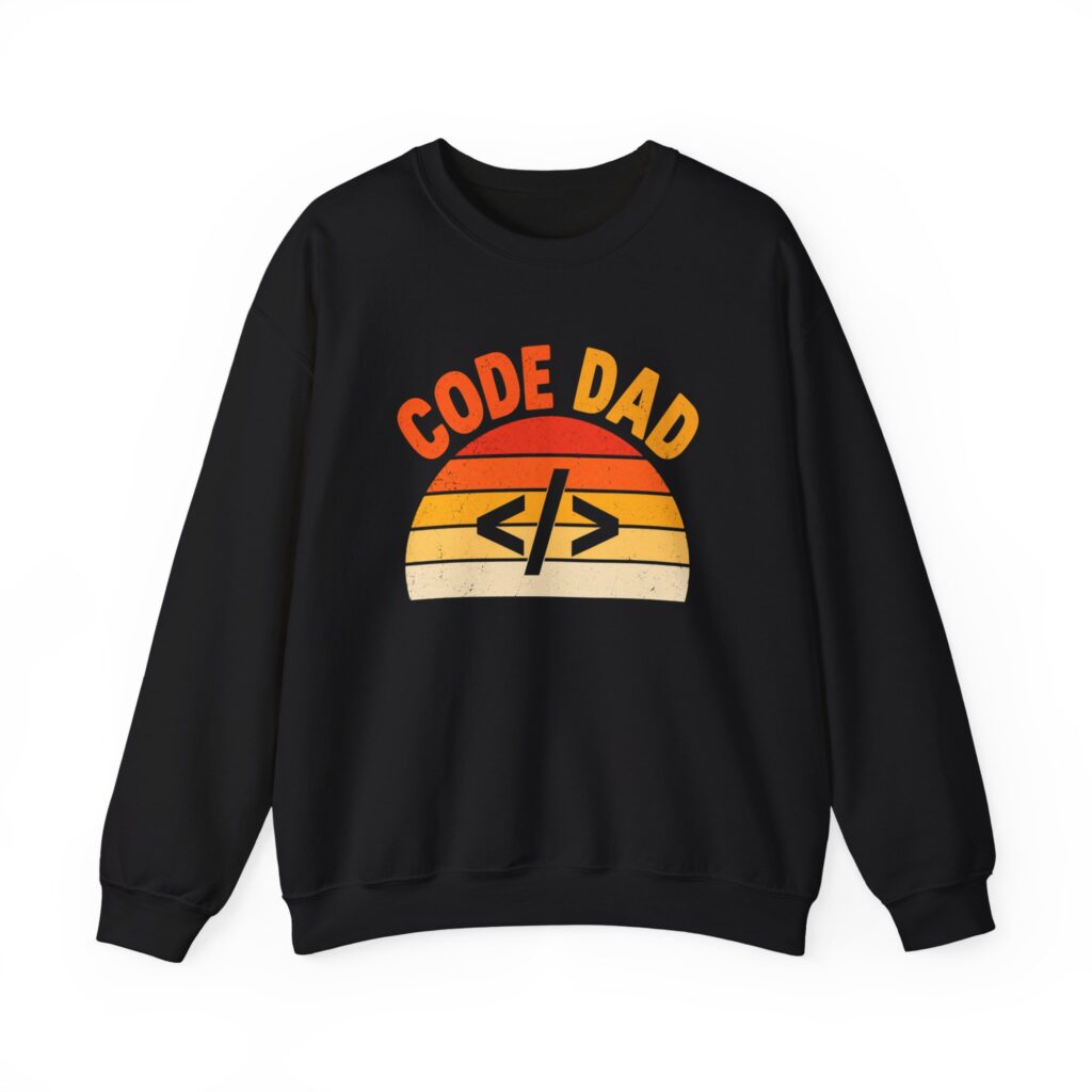 Code Dad crewneck sweatshirt in Black, front view