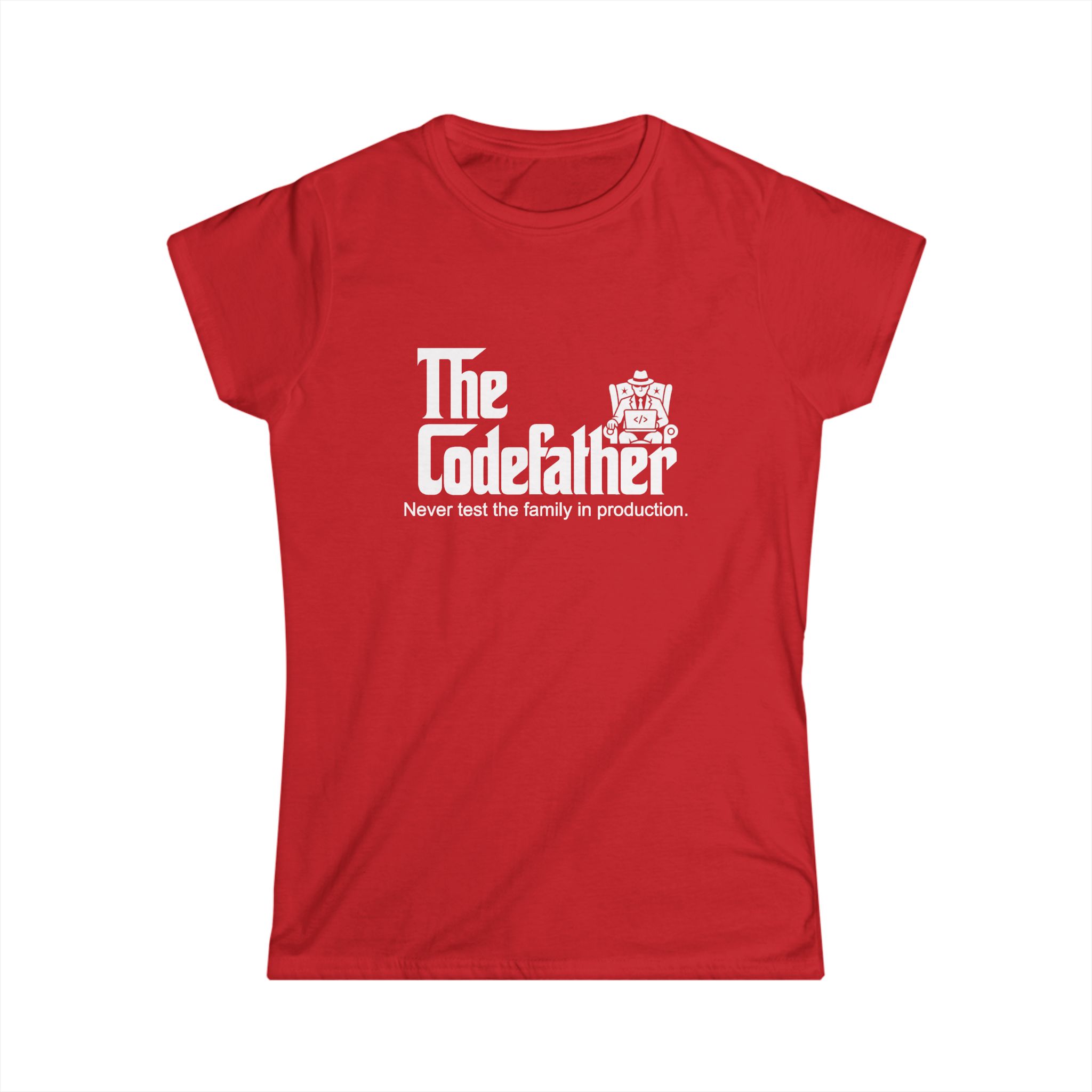 The Codefather women's T-shirt in Red, front view