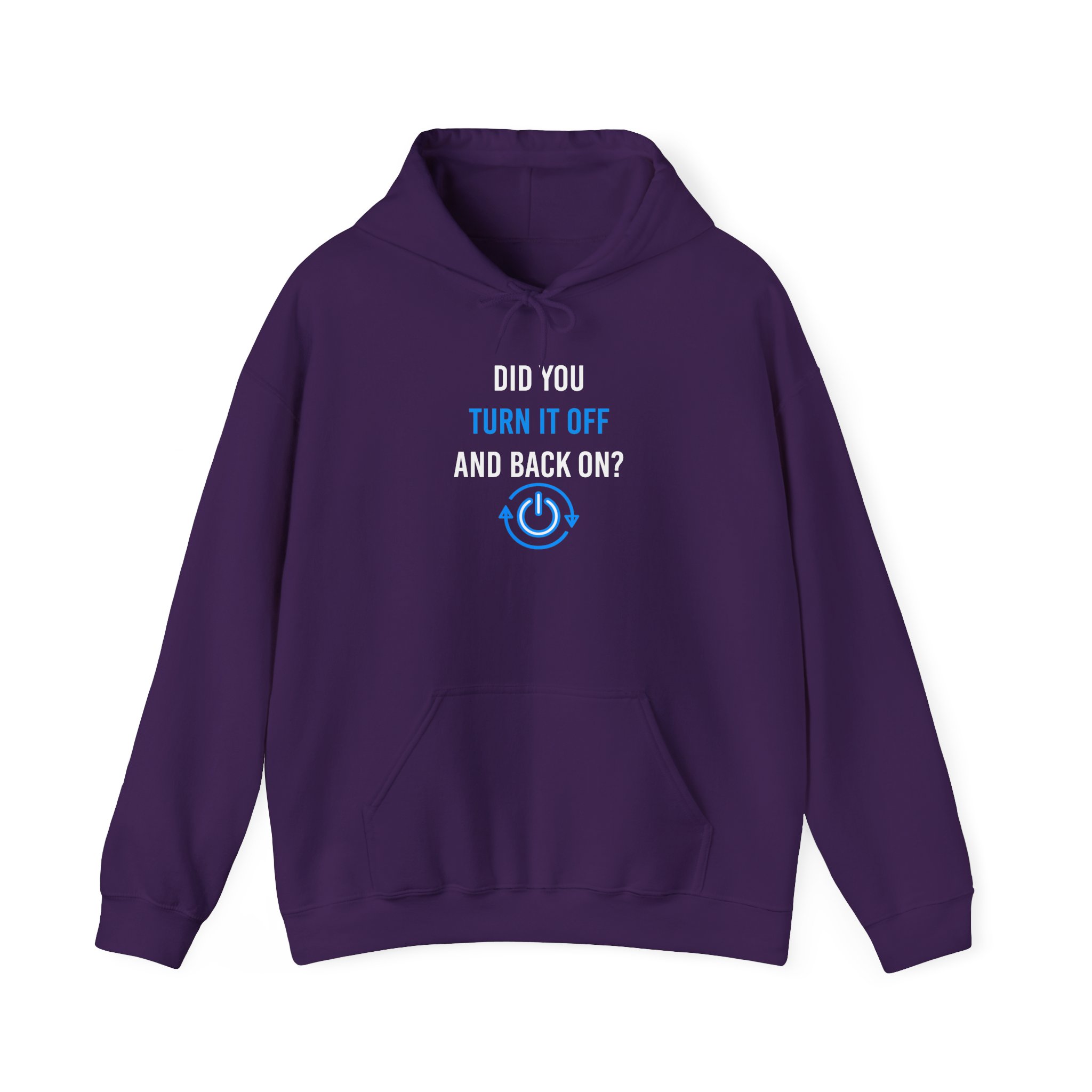 Did You Turn It Off and Back On? hoodie in Purple, front view